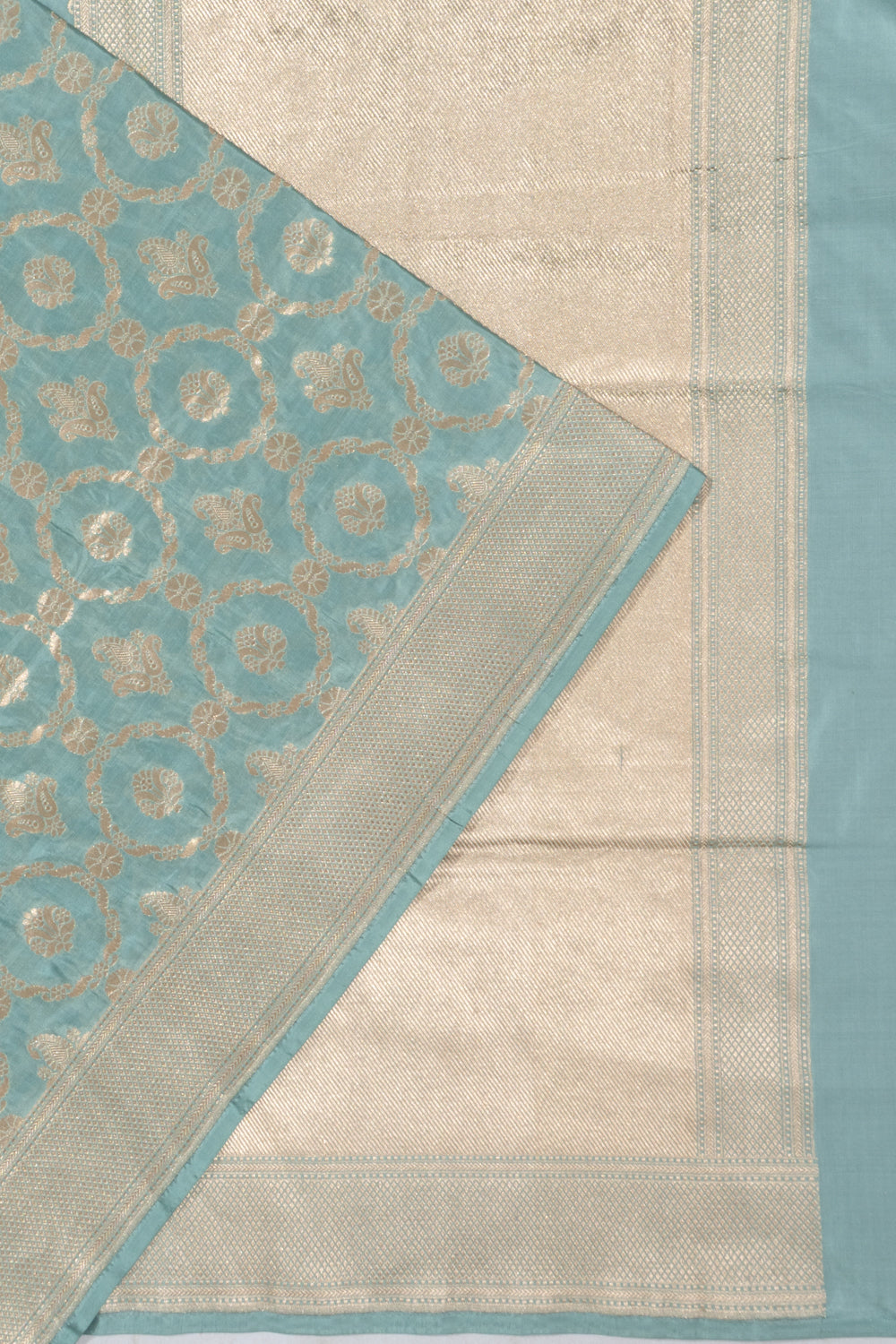 Banarasi Silk Brocade Pastel Blue Saree