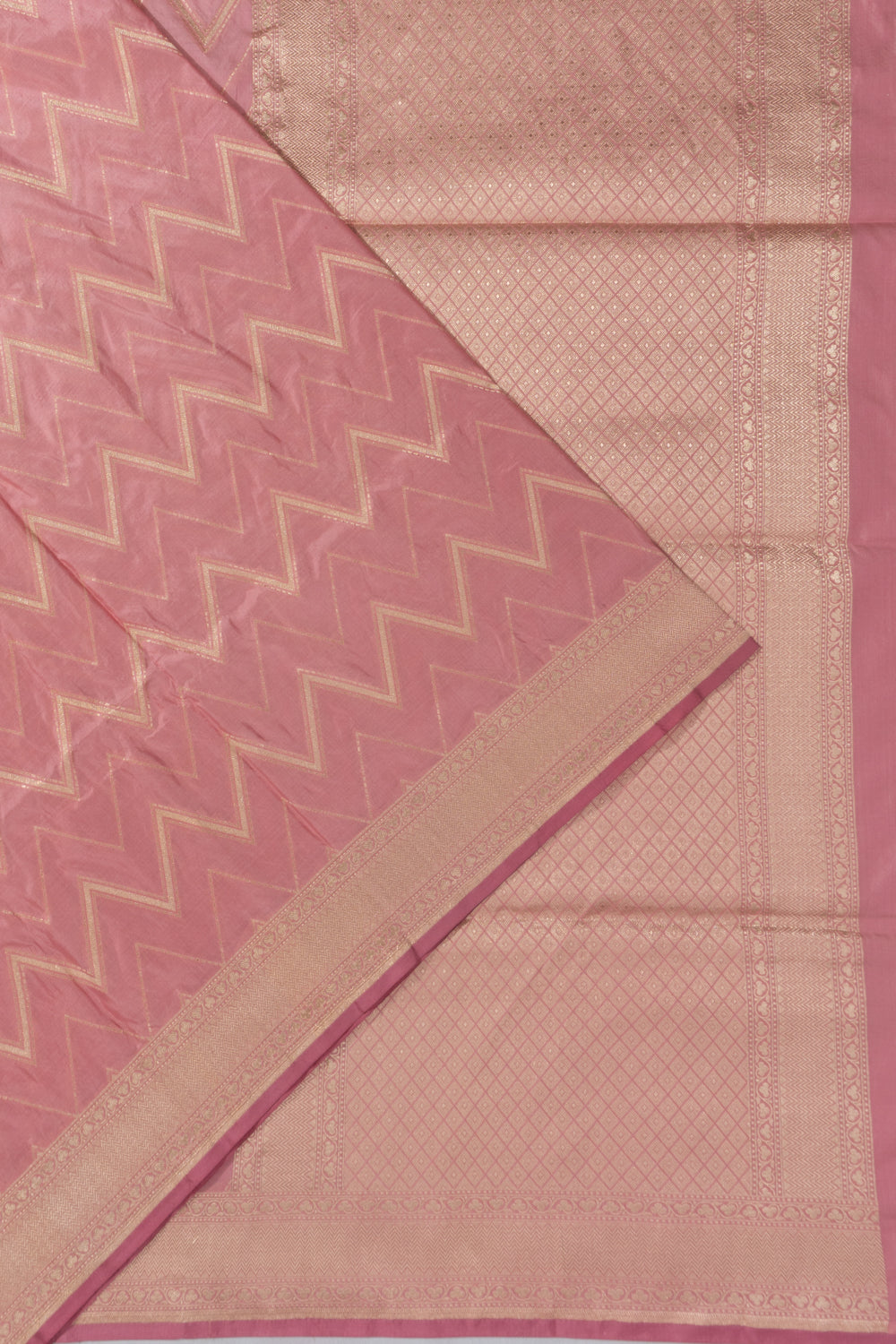 Banarasi Silk Zig Zag Lines Pink Saree