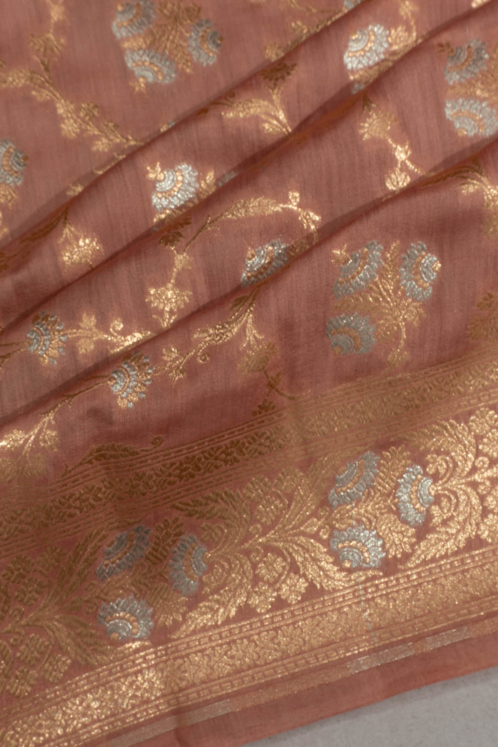 Banarasi Katan Silk Brocade Peach Saree