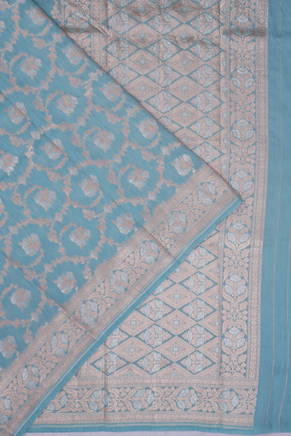 Banarasi Katan Silk Jaal Blue Saree