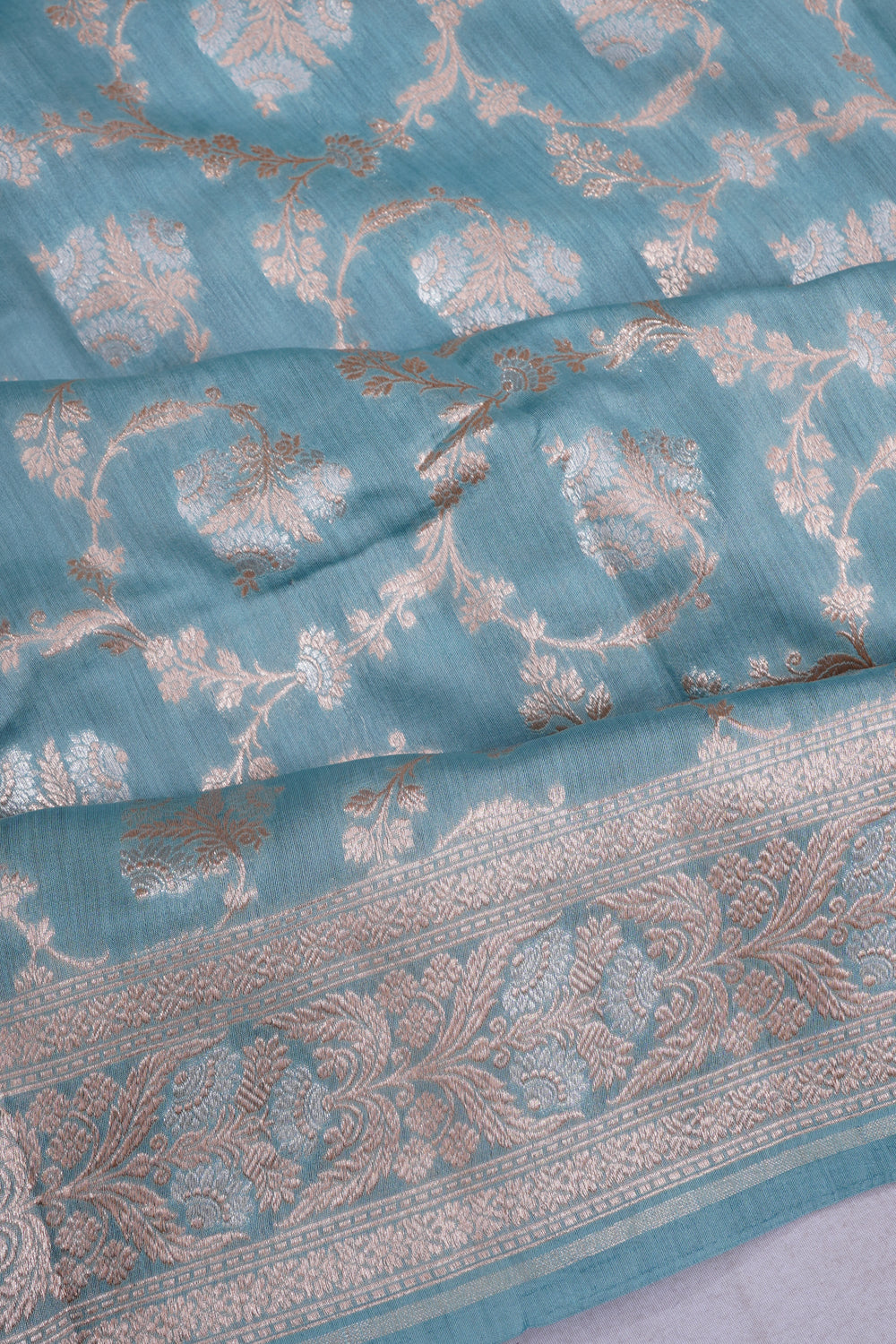 Banarasi Katan Silk Jaal Blue Saree
