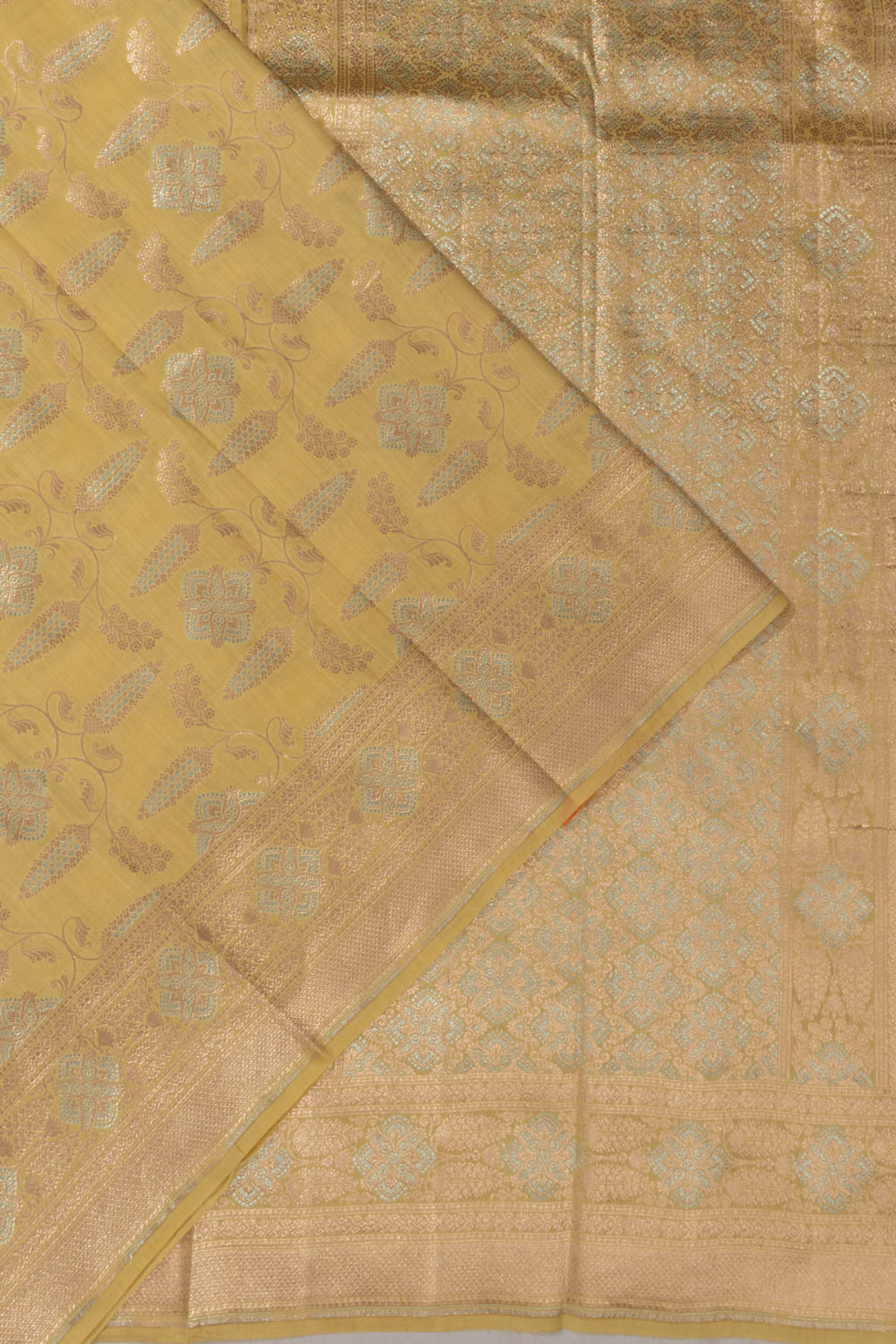 Banarasi Katan Silk Brocade Yellow Saree