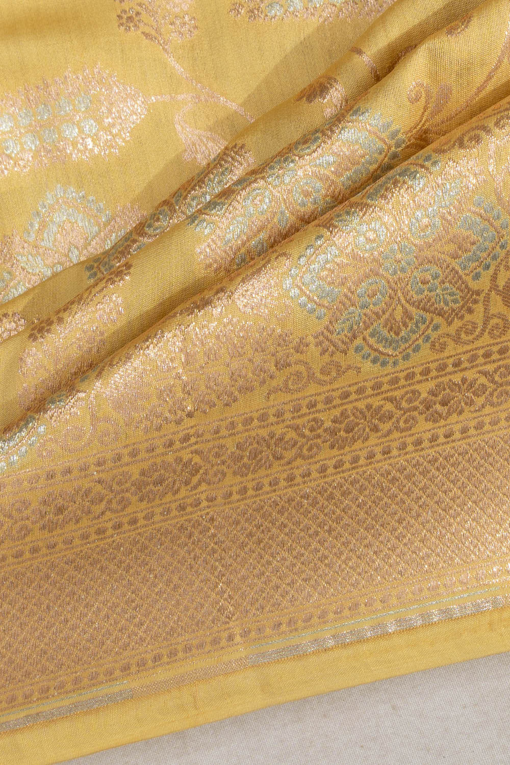 Banarasi Katan Silk Brocade Yellow Saree