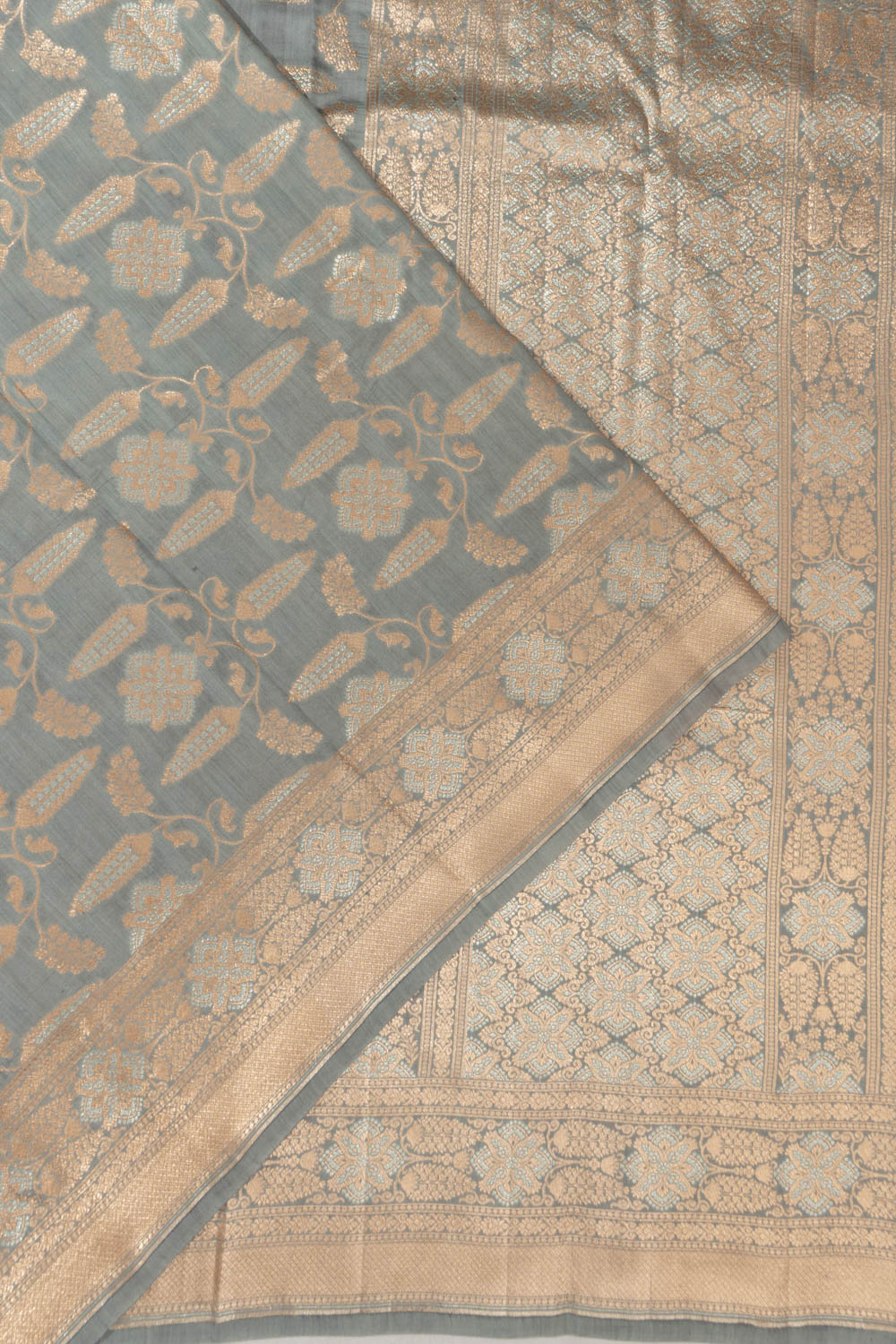Banarasi Katan Silk Brocade Grey Saree