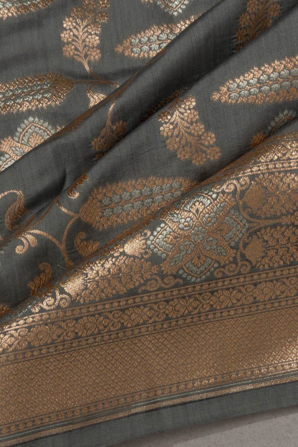 Banarasi Katan Silk Brocade Grey Saree