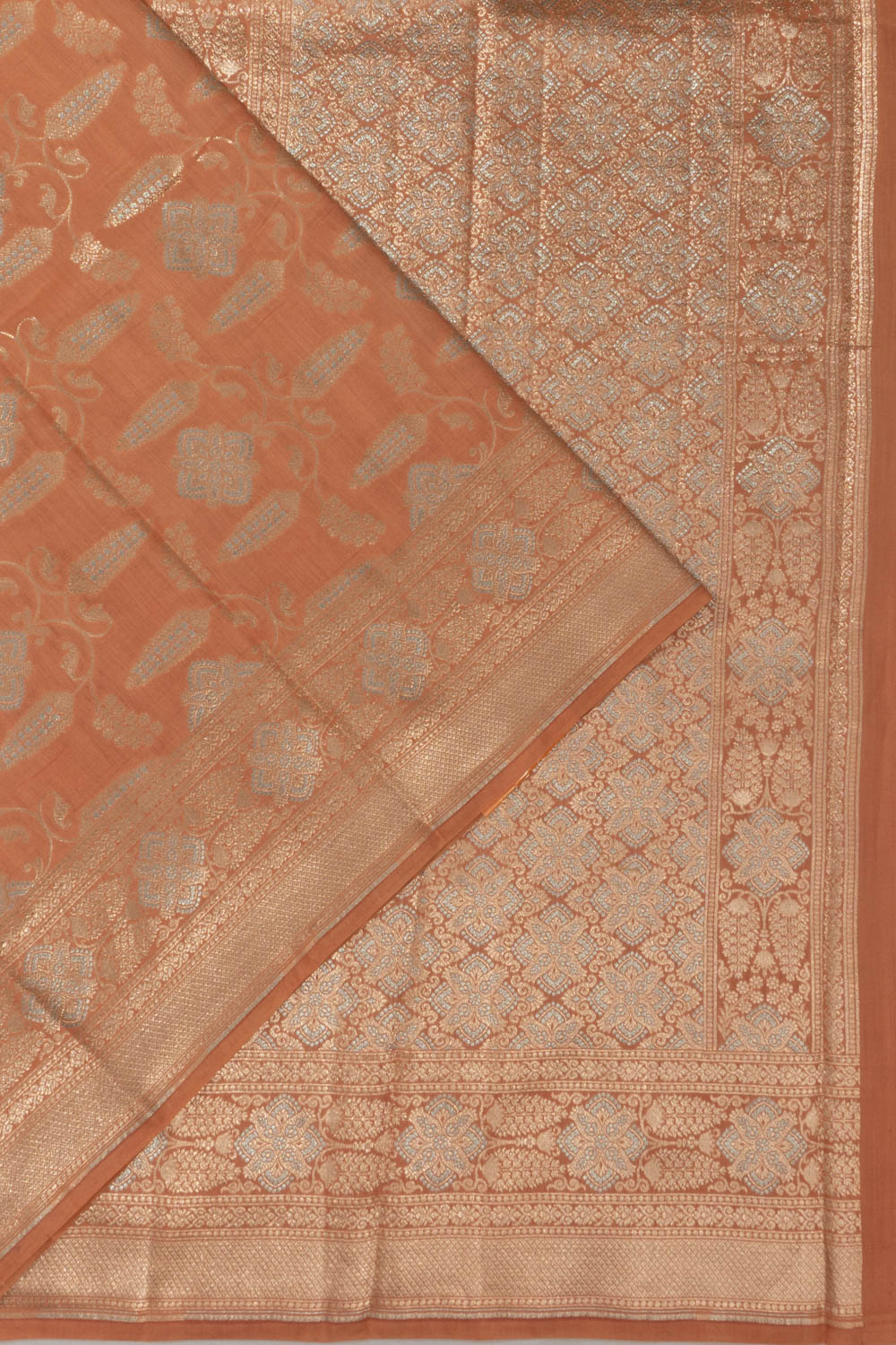 Banarasi Katan Silk Brocade Pastel Orange Saree