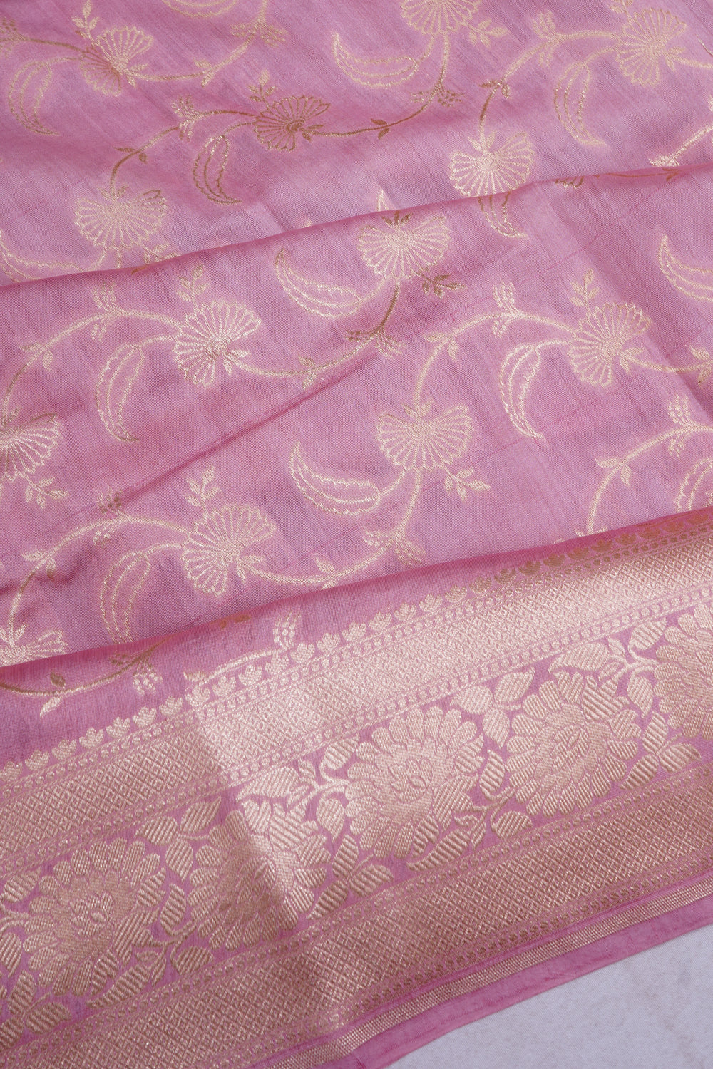 Banarasi Katan Silk Jaal Pink Saree