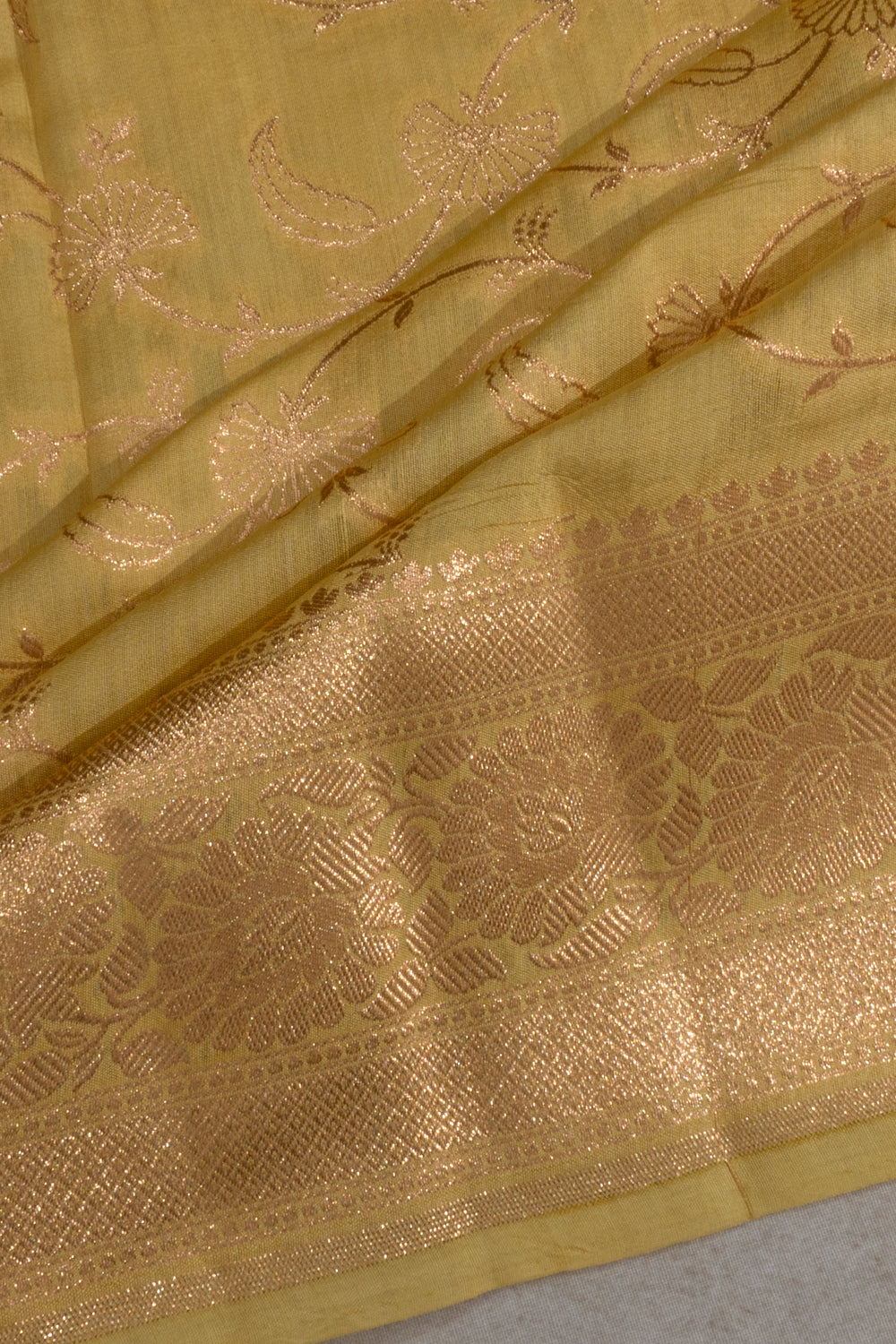 Banarasi Katan Silk Jaal Yellow Saree
