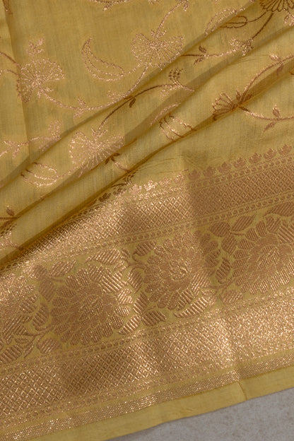 Banarasi Katan Silk Jaal Yellow Saree