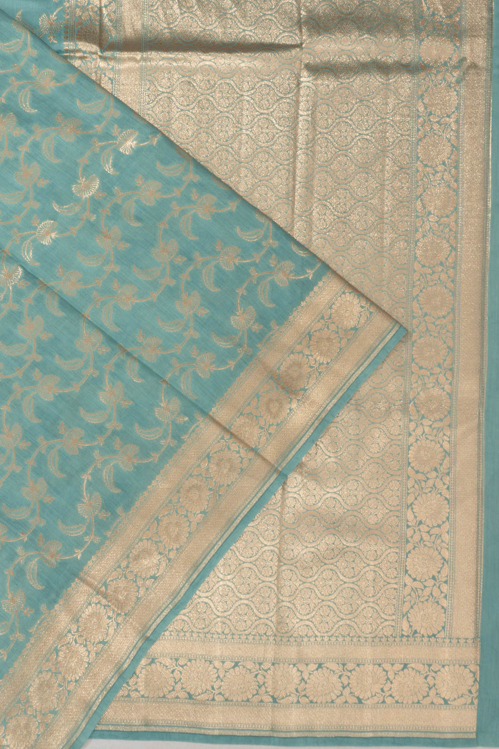 Banarasi Katan Silk Jaal Pastel Blue Saree