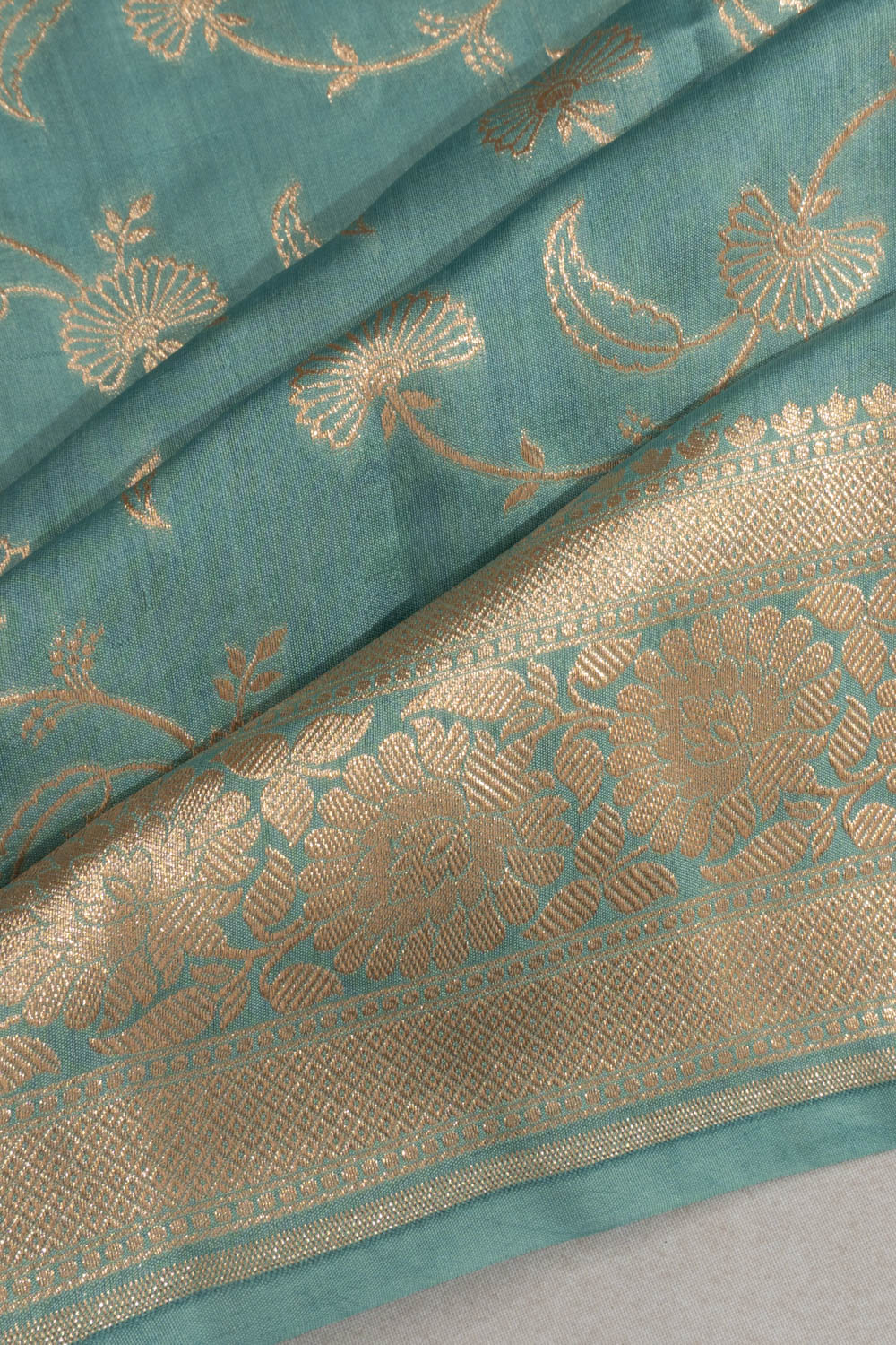 Banarasi Katan Silk Jaal Pastel Blue Saree
