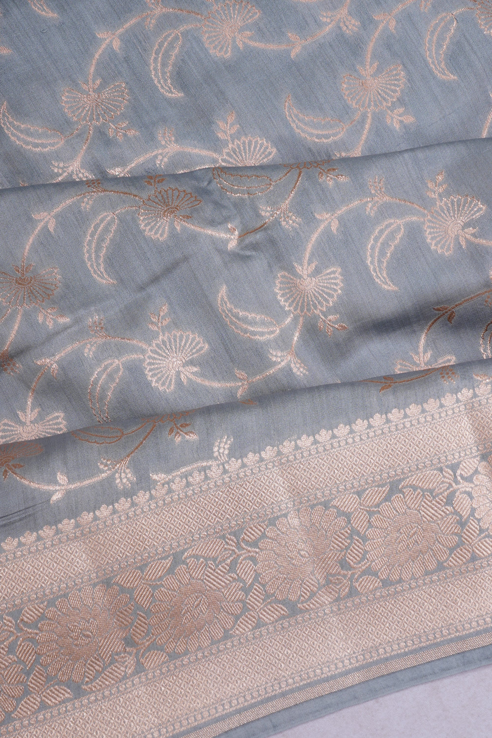 Banarasi Katan Silk Jaal Grey Saree