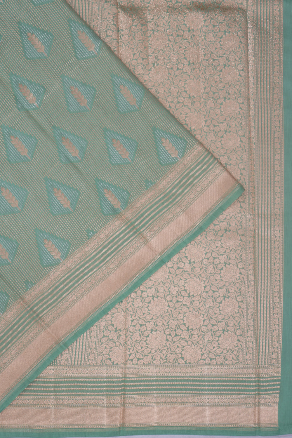 Banarasi Katan Silk Brocade Pastel Green Saree