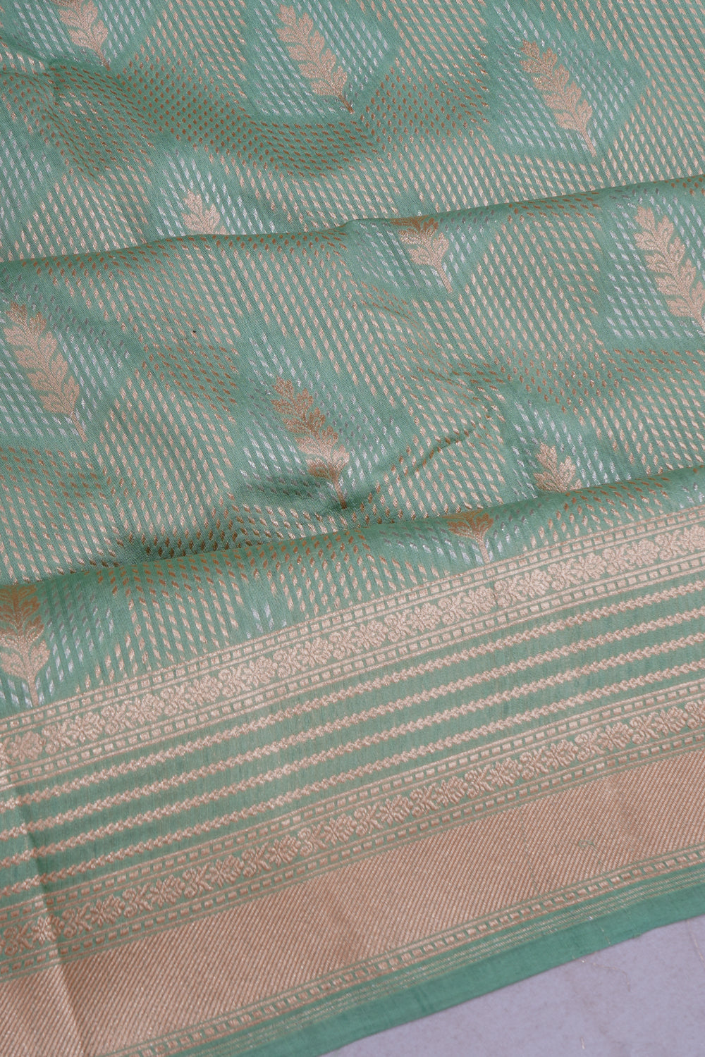 Banarasi Katan Silk Brocade Pastel Green Saree
