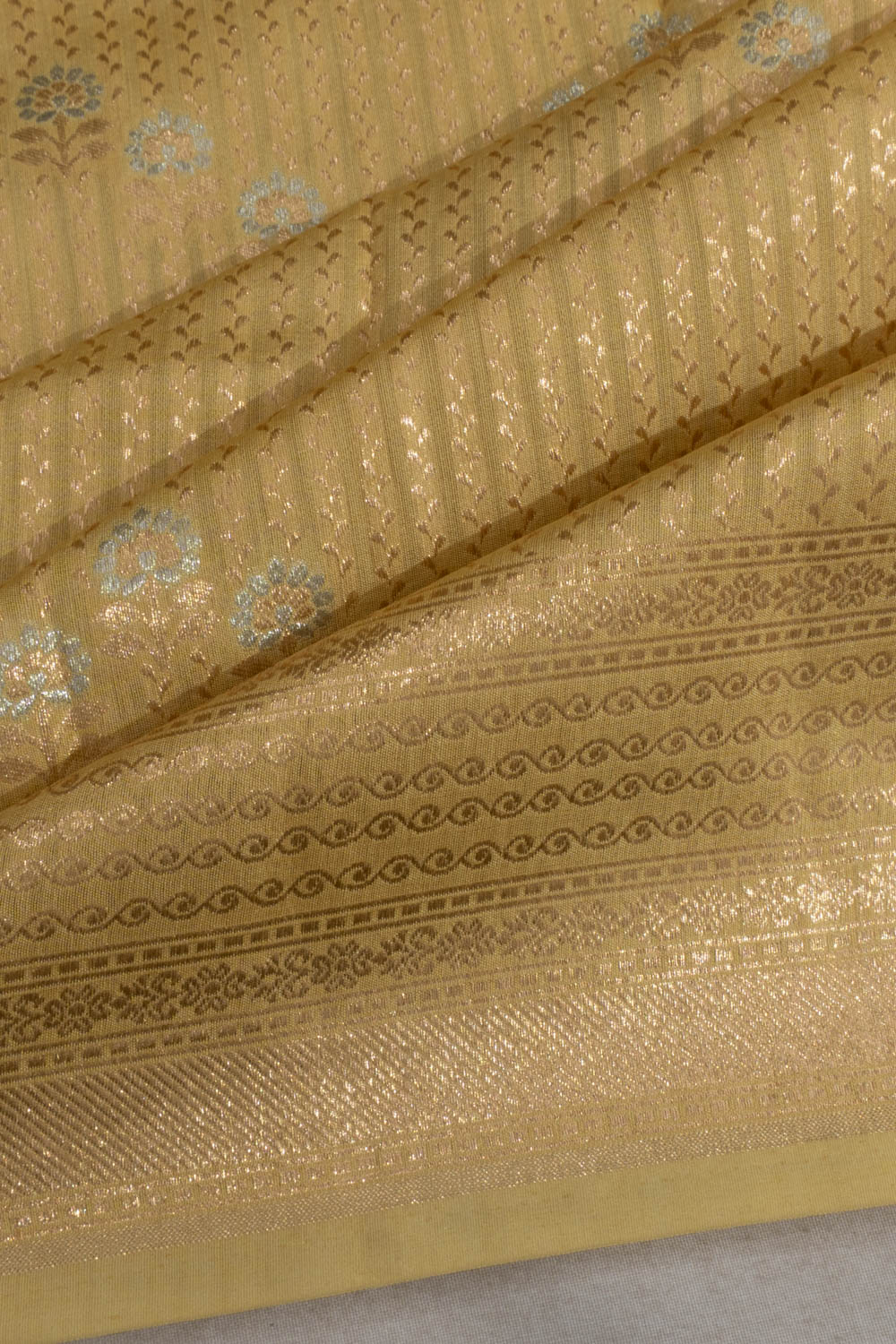 Banarasi Katan Silk Brocade Yellow Saree