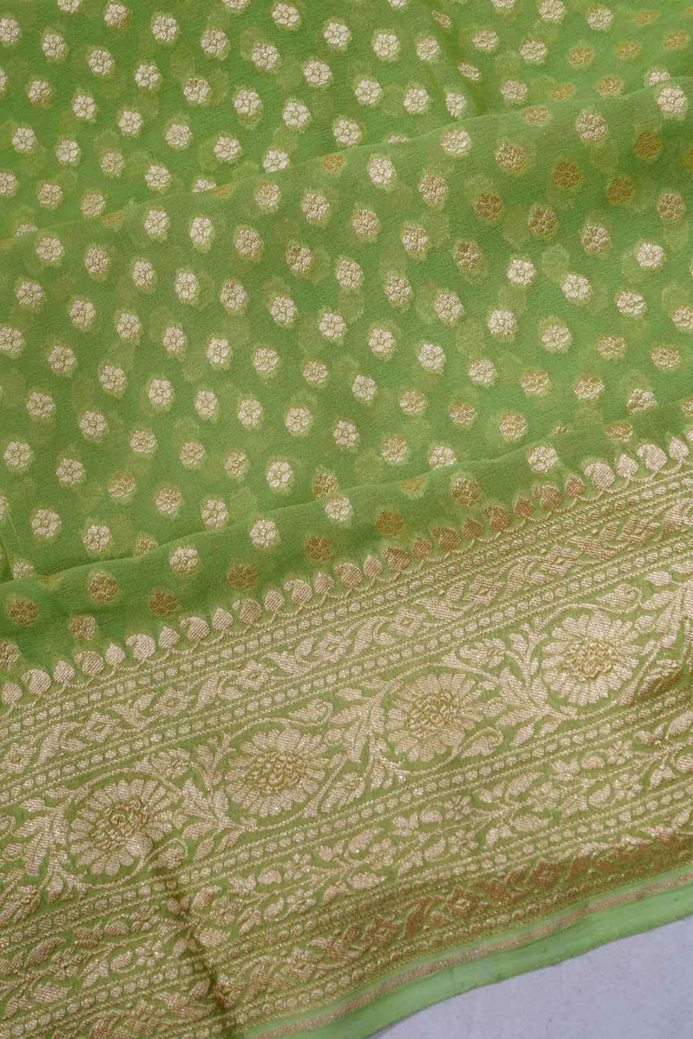 Banarasi Georgette Butta Green Saree