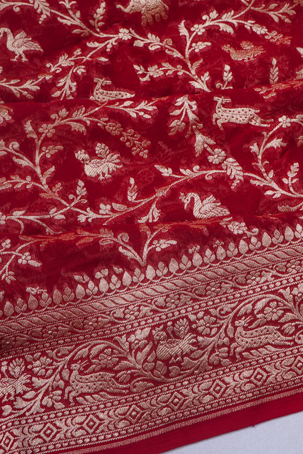 Banarasi Georgette Brocade Maroon Saree