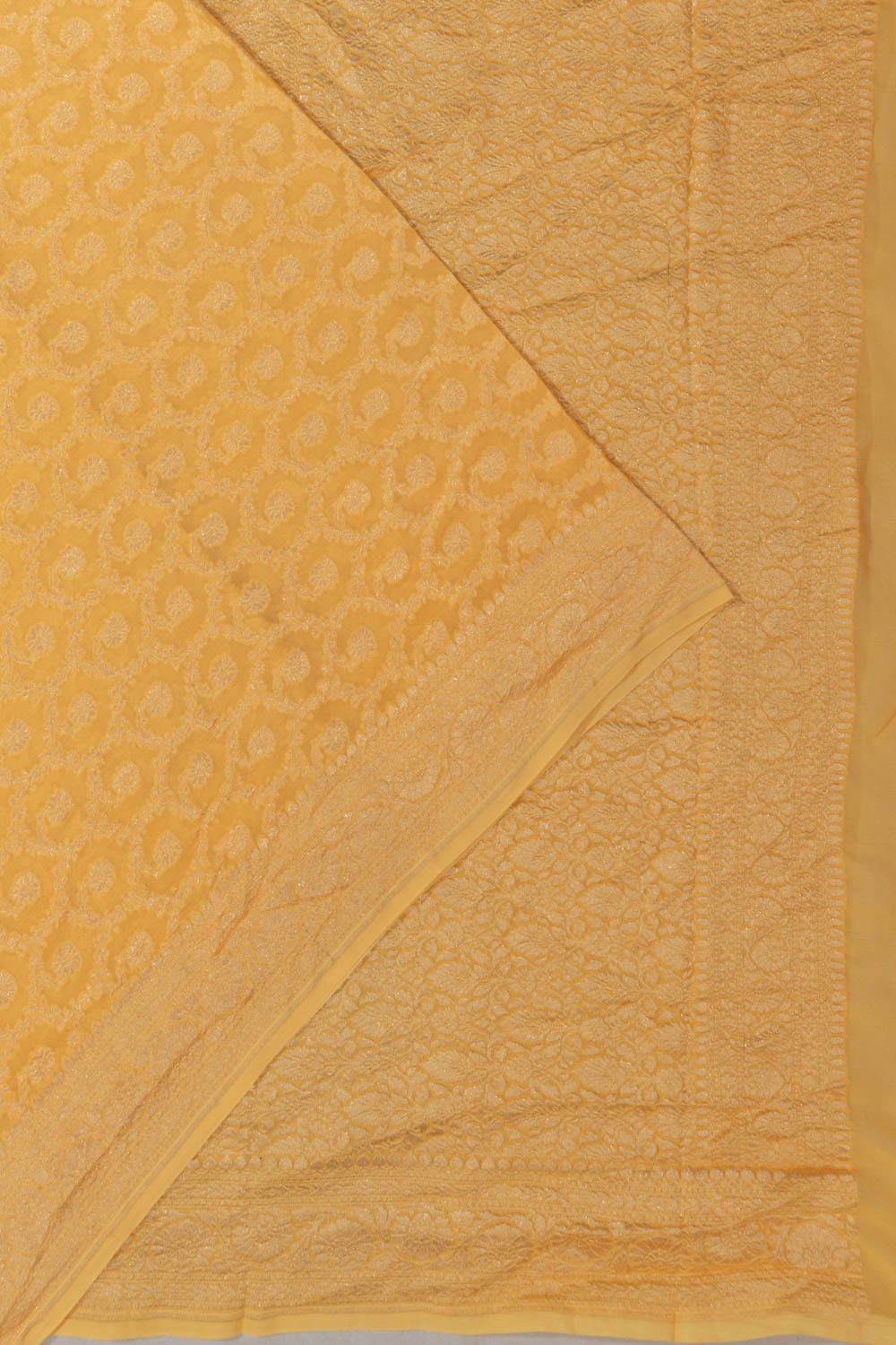 Banarasi Georgette Floral Brocade Yellow Saree