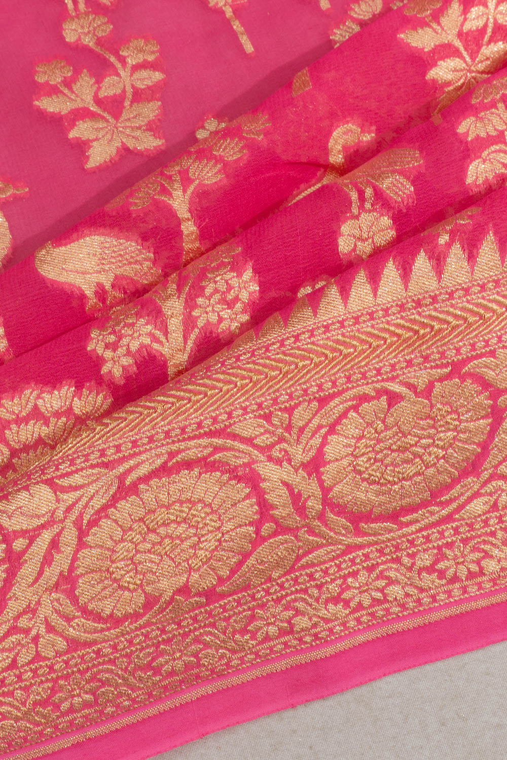 Banarasi Georgette Brocade Pink Saree