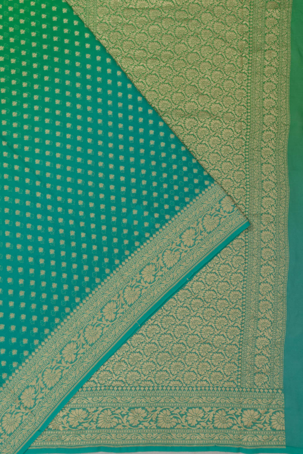 Banarasi Georgette Butta Green And Sea Green Saree