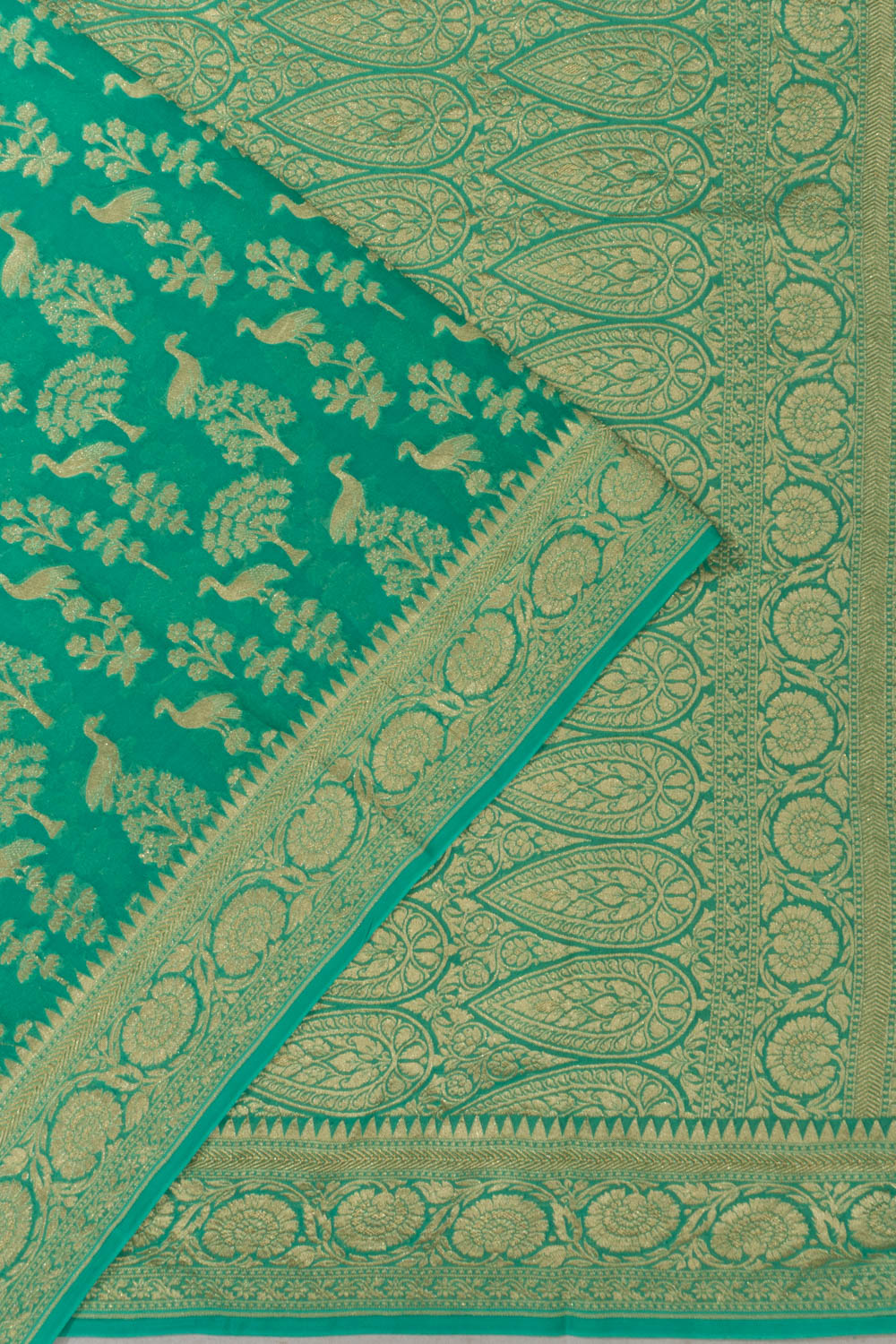 Banarasi Georgette Brocade Sea Green Saree