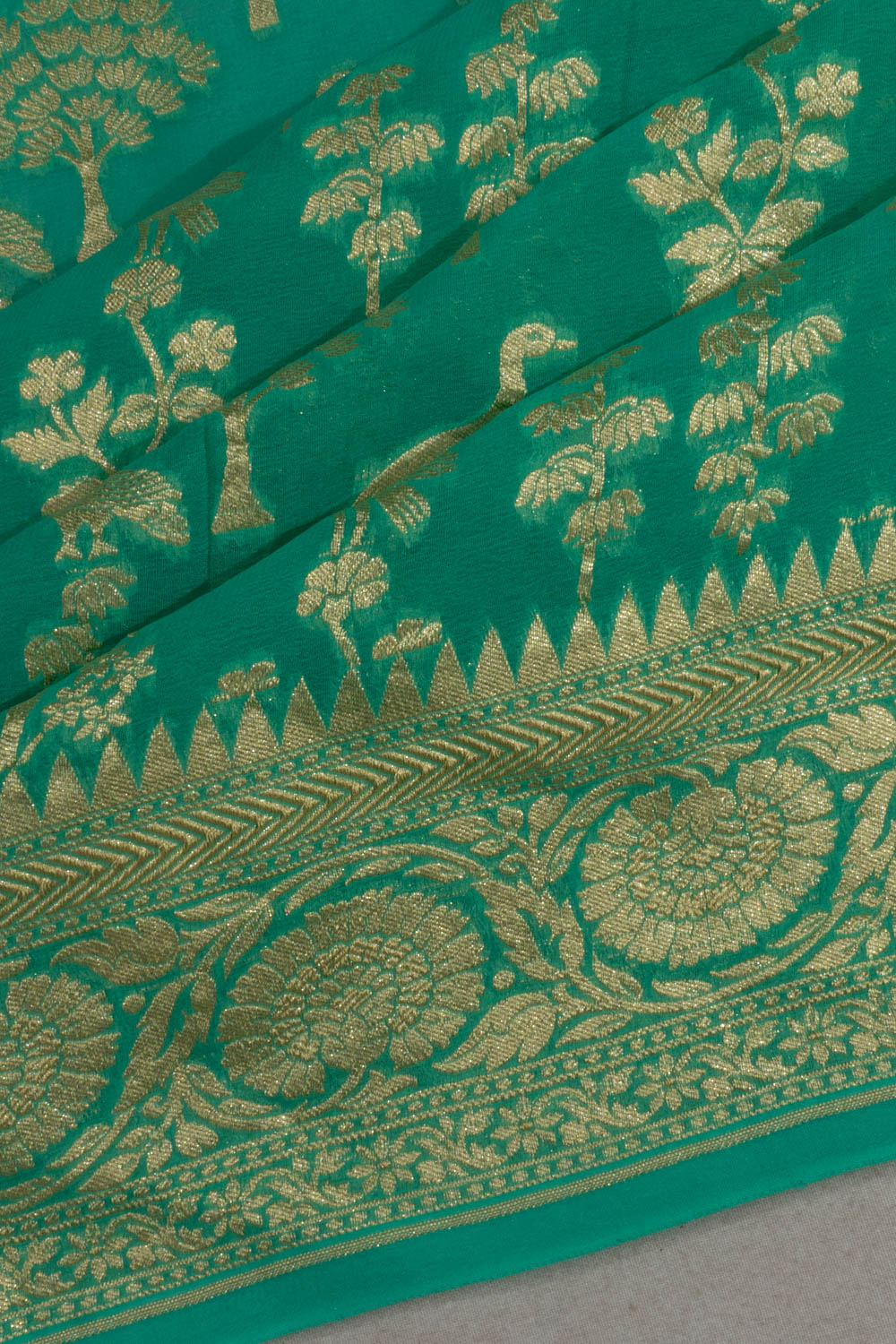 Banarasi Georgette Brocade Sea Green Saree