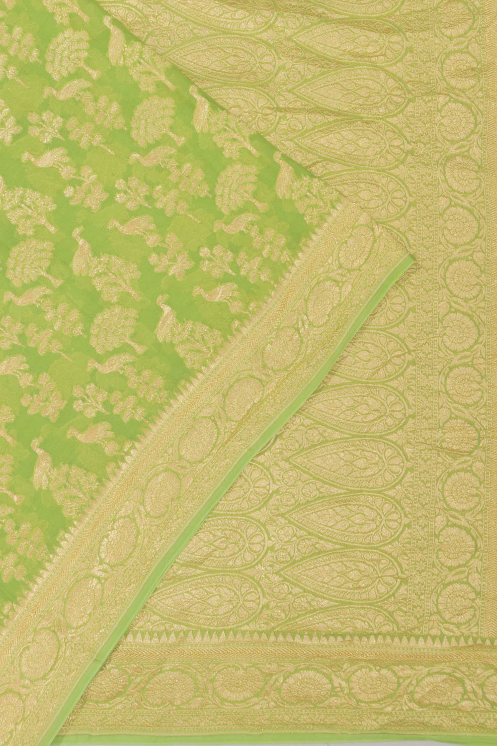 Banarasi Georgette Brocade Pastel Green Saree