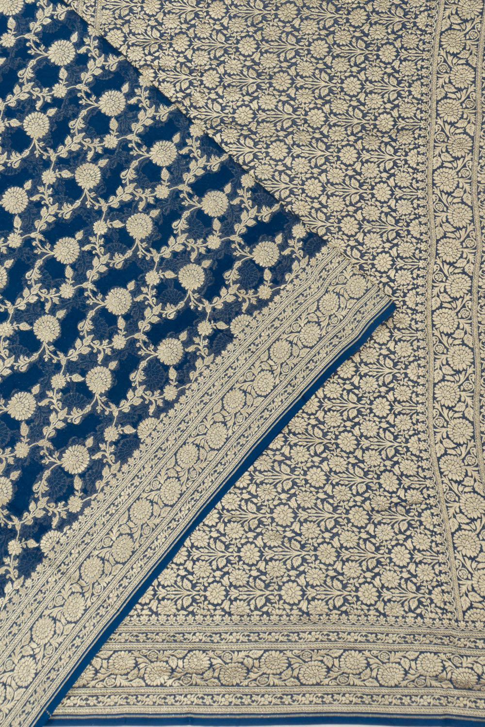 Banarasi Georgette Floral Brocade Blue Saree