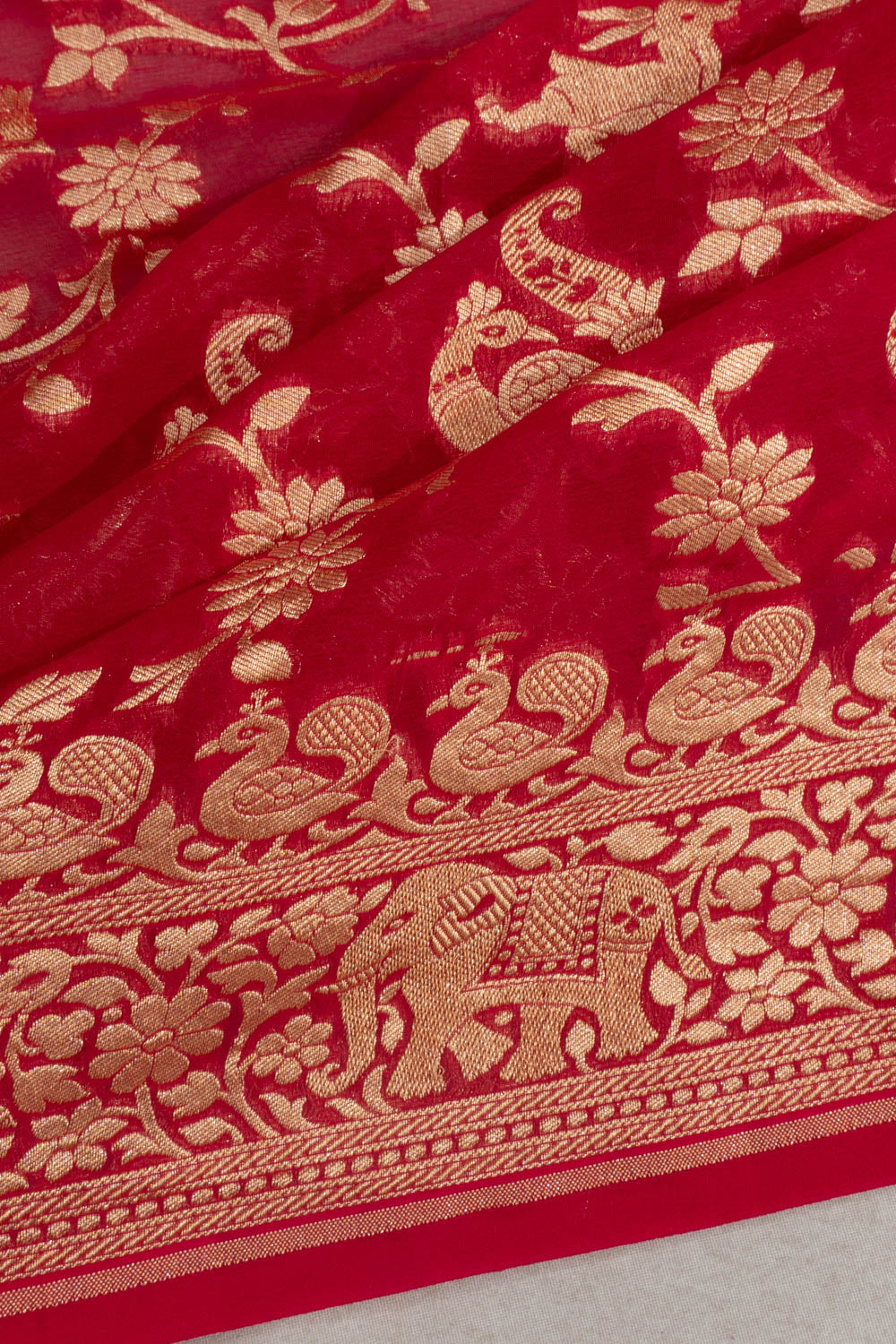 Banarasi Georgette Floral Jaal Pink Saree