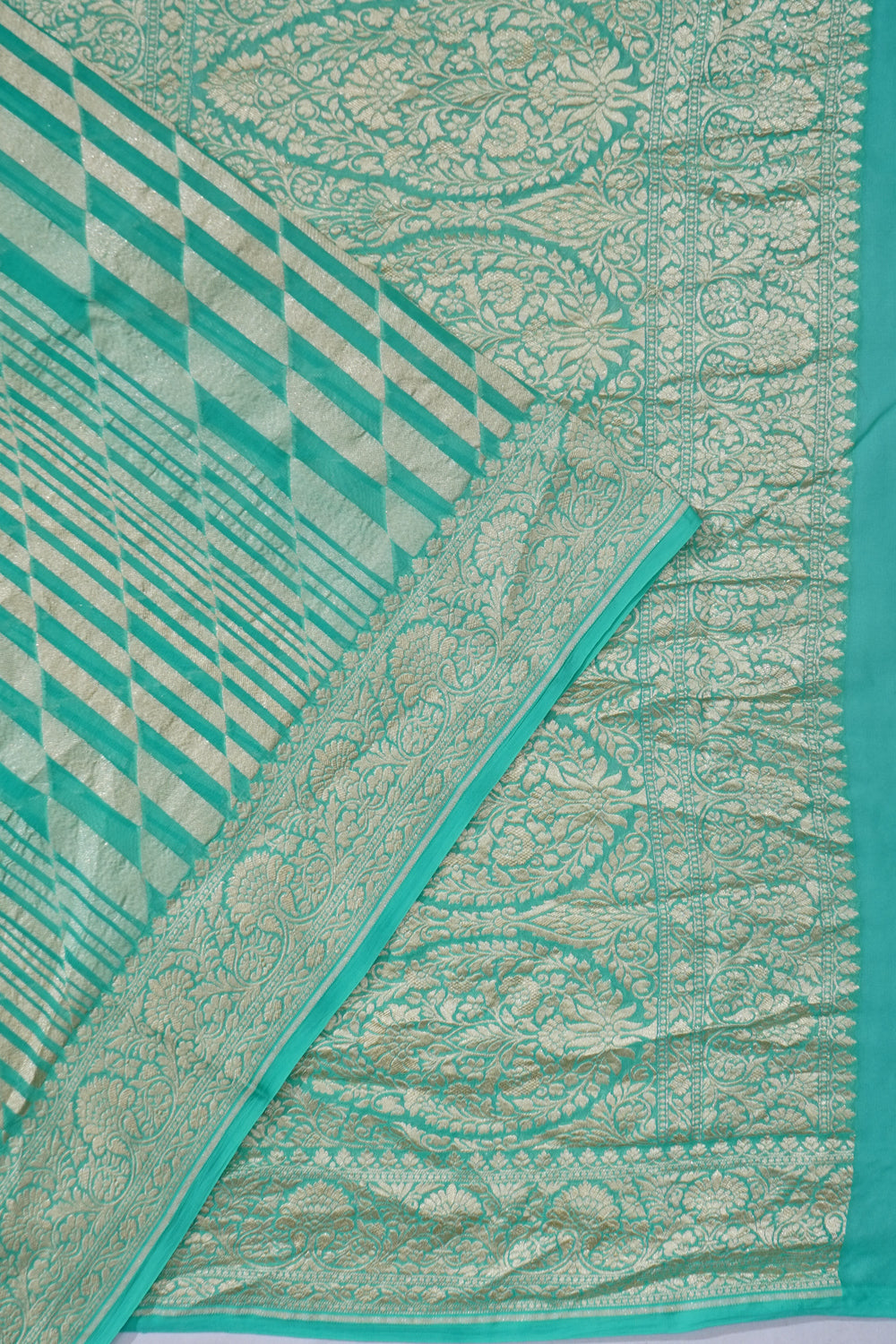 Banarasi Georgette Geometrical Brocade Sea Green Saree