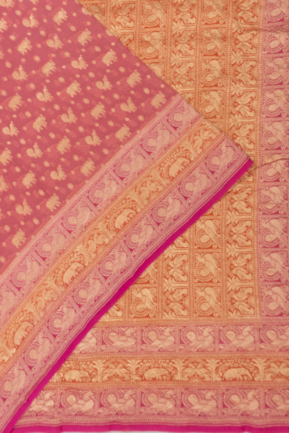 Banarasi Georgette Brocade Pink Saree