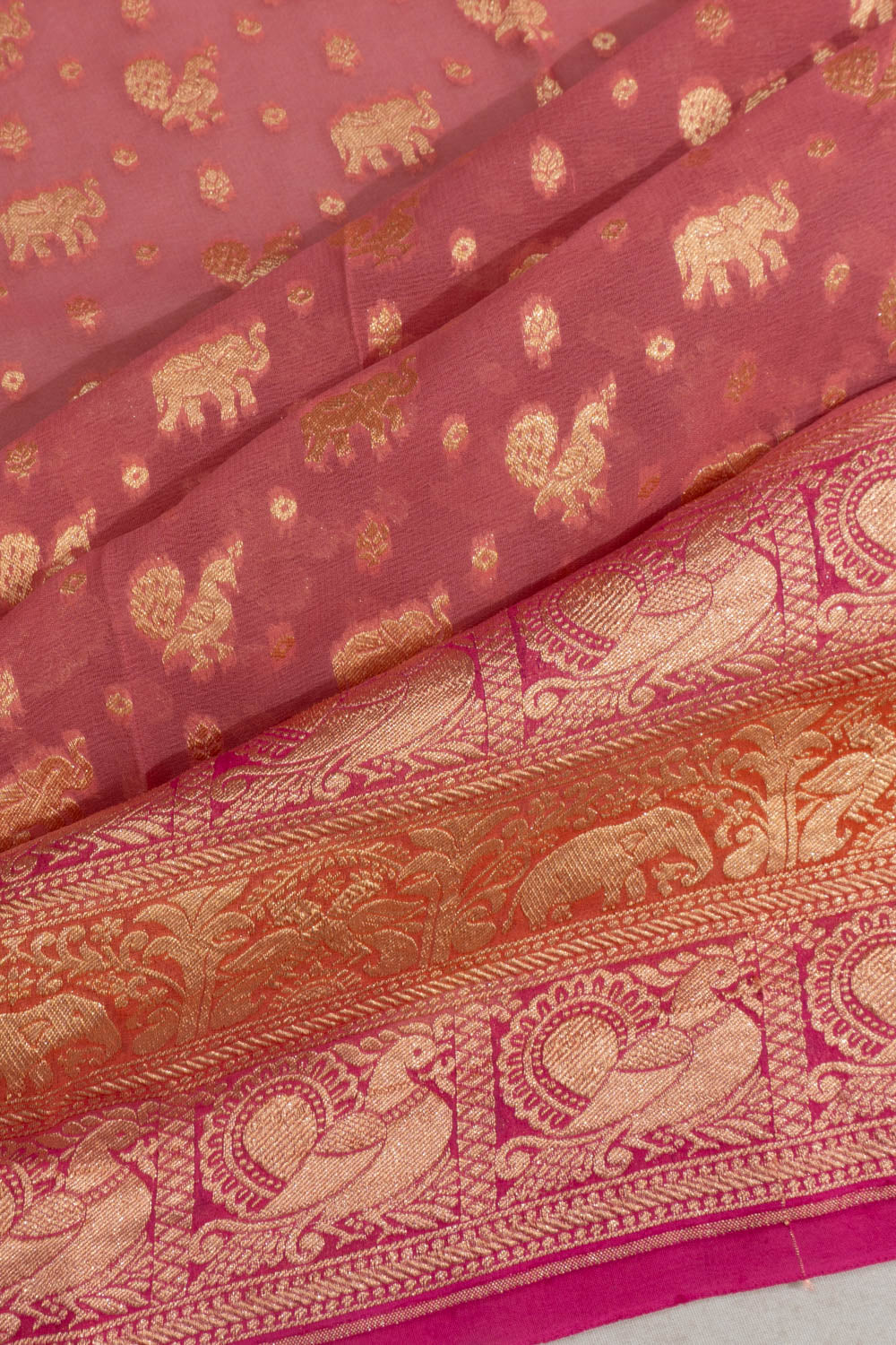 Banarasi Georgette Brocade Pink Saree