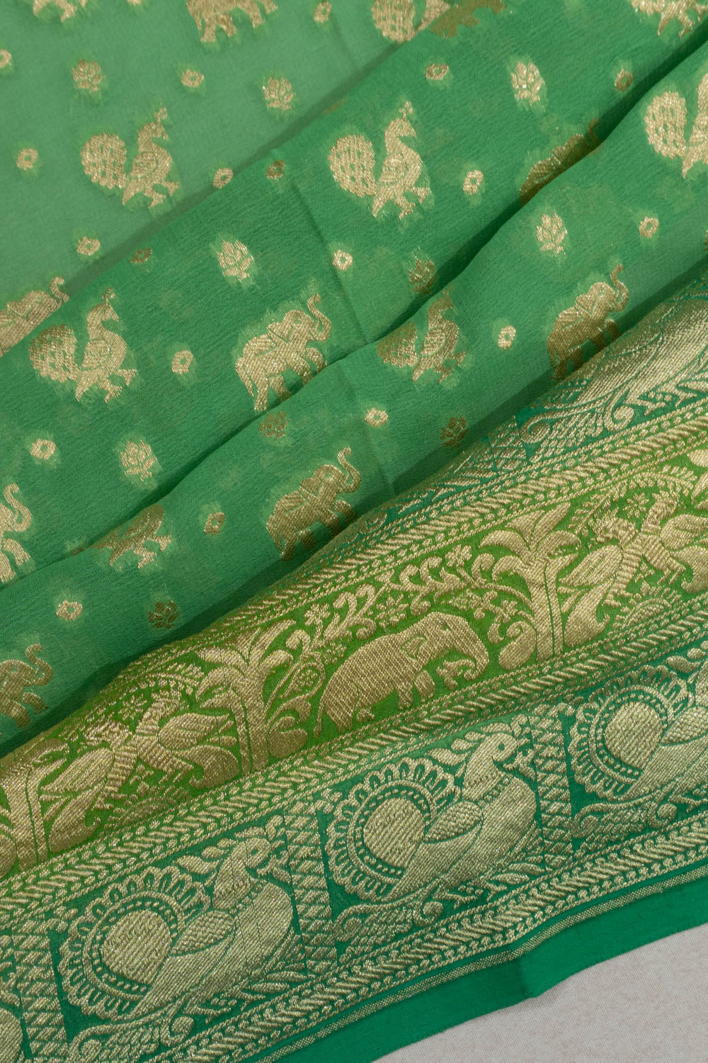 Banarasi Georgette Brocade Green Saree