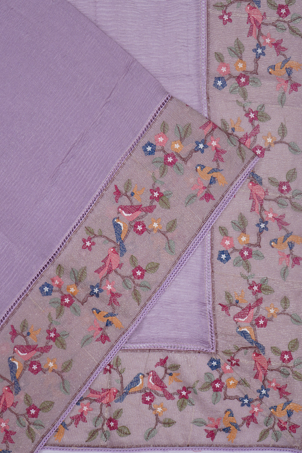 Organza Crushed Tissue Lilac Saree