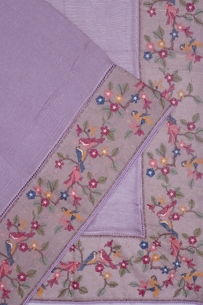 Organza Crushed Tissue Lilac Saree