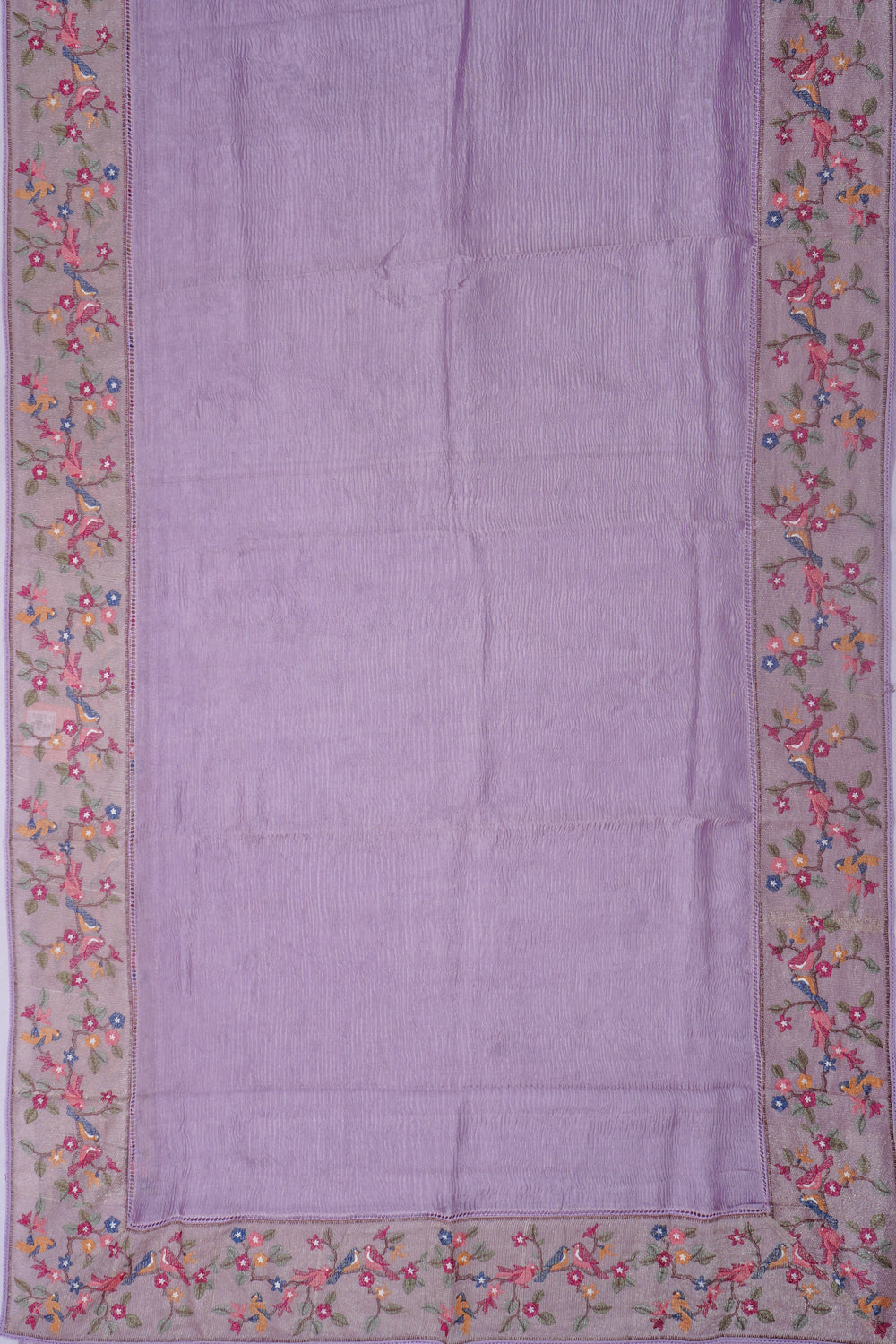 Organza Crushed Tissue Lilac Saree