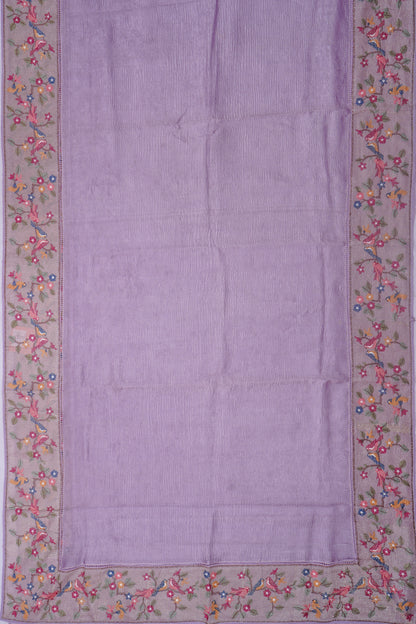 Organza Crushed Tissue Lilac Saree