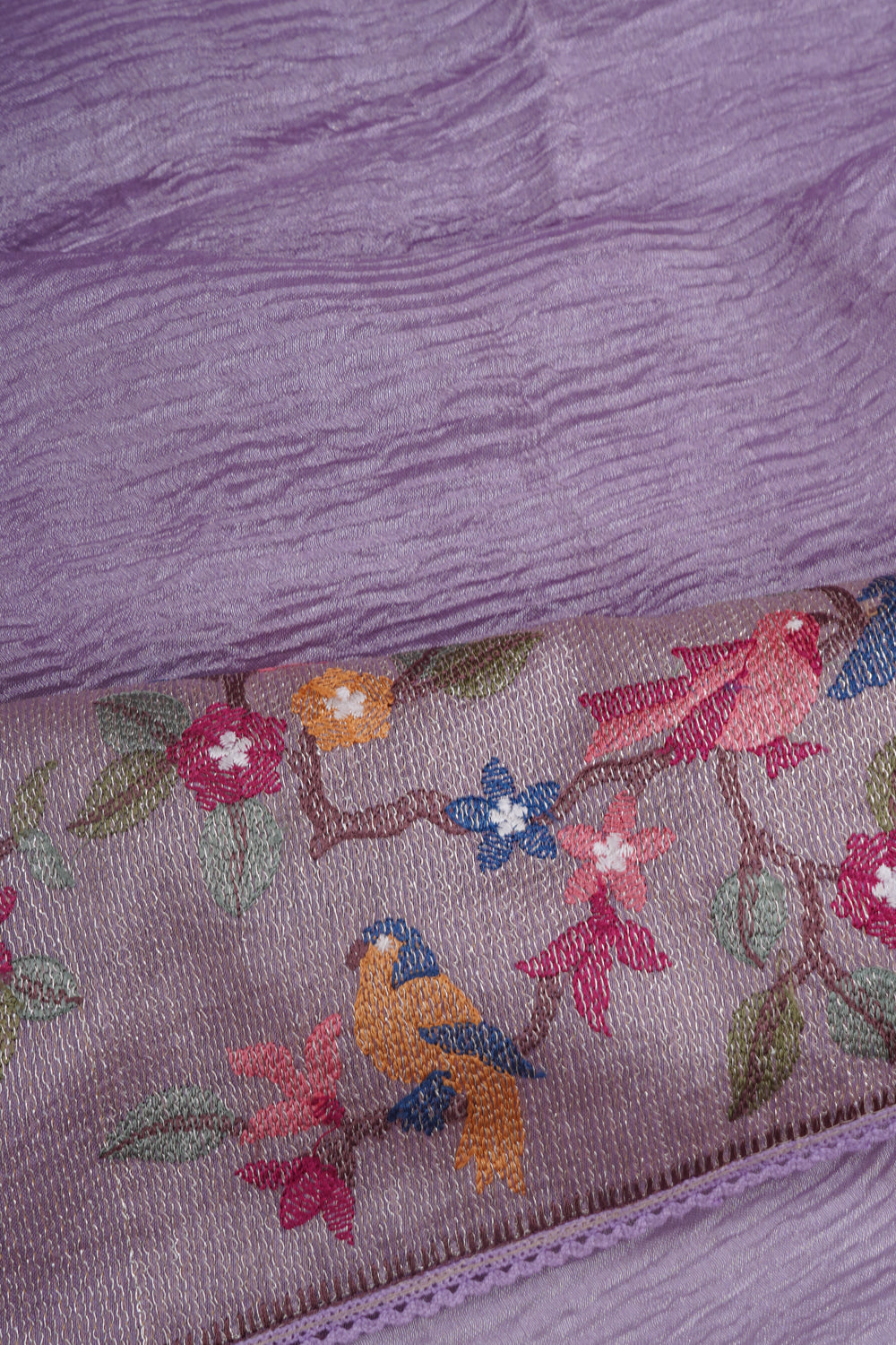 Organza Crushed Tissue Lilac Saree