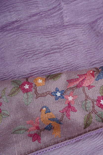 Organza Crushed Tissue Lilac Saree