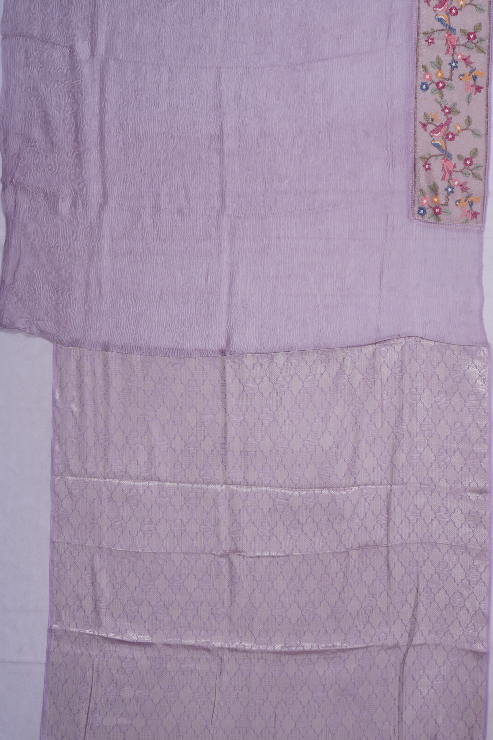 Organza Crushed Tissue Lilac Saree