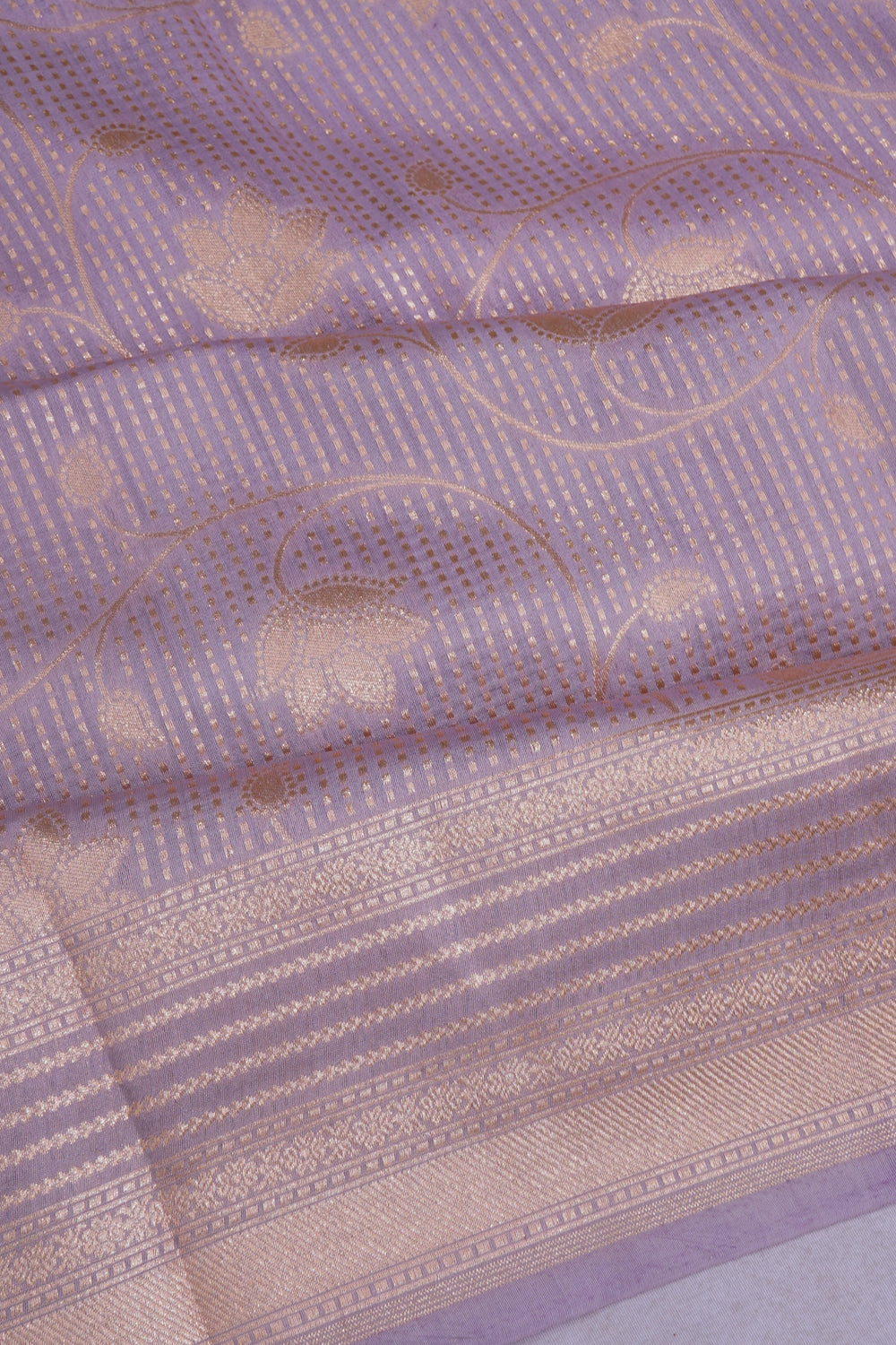 Banarasi Katan Silk Jaal Lavender Saree