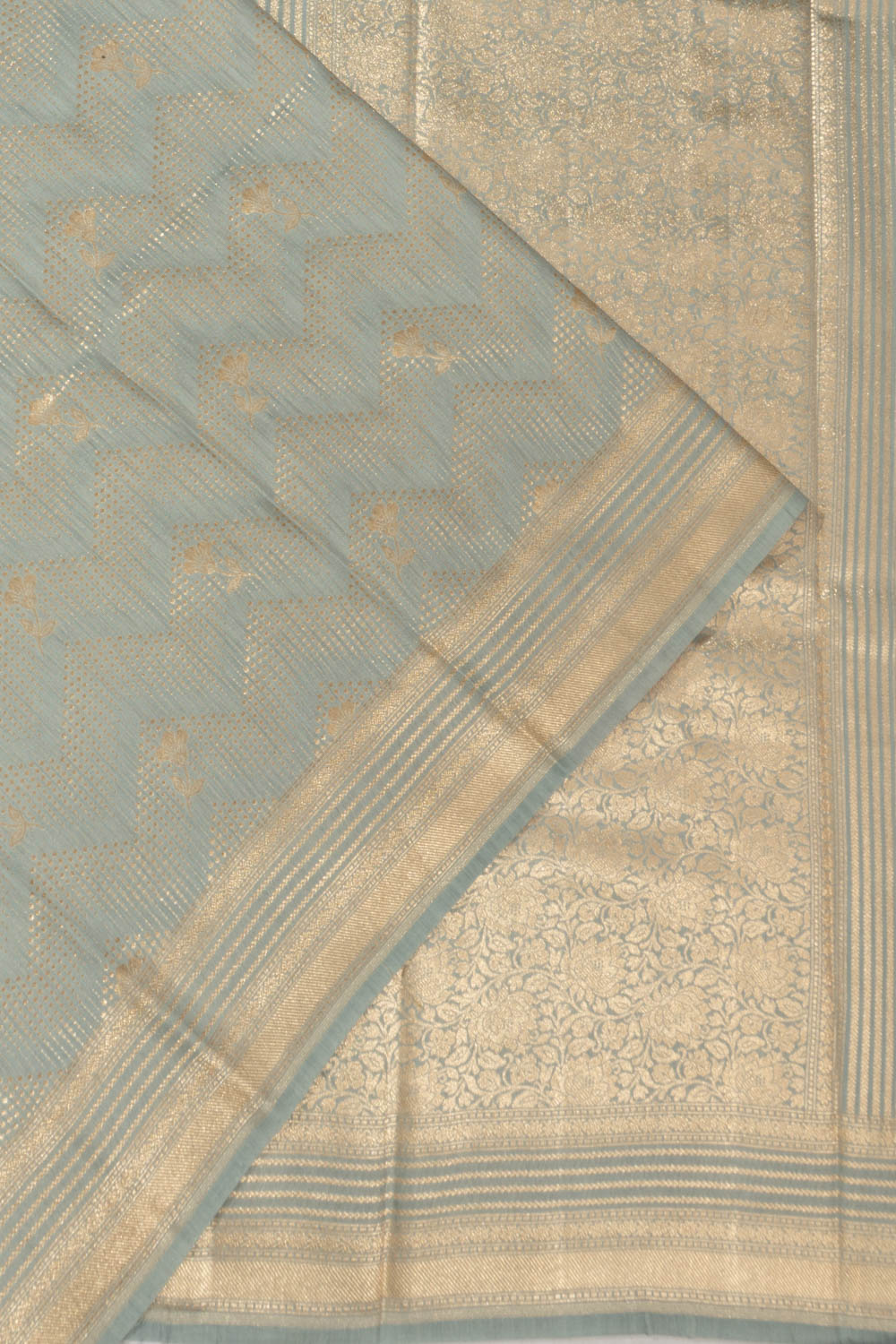 Banarasi Katan Silk Brocade Powder Blue Saree