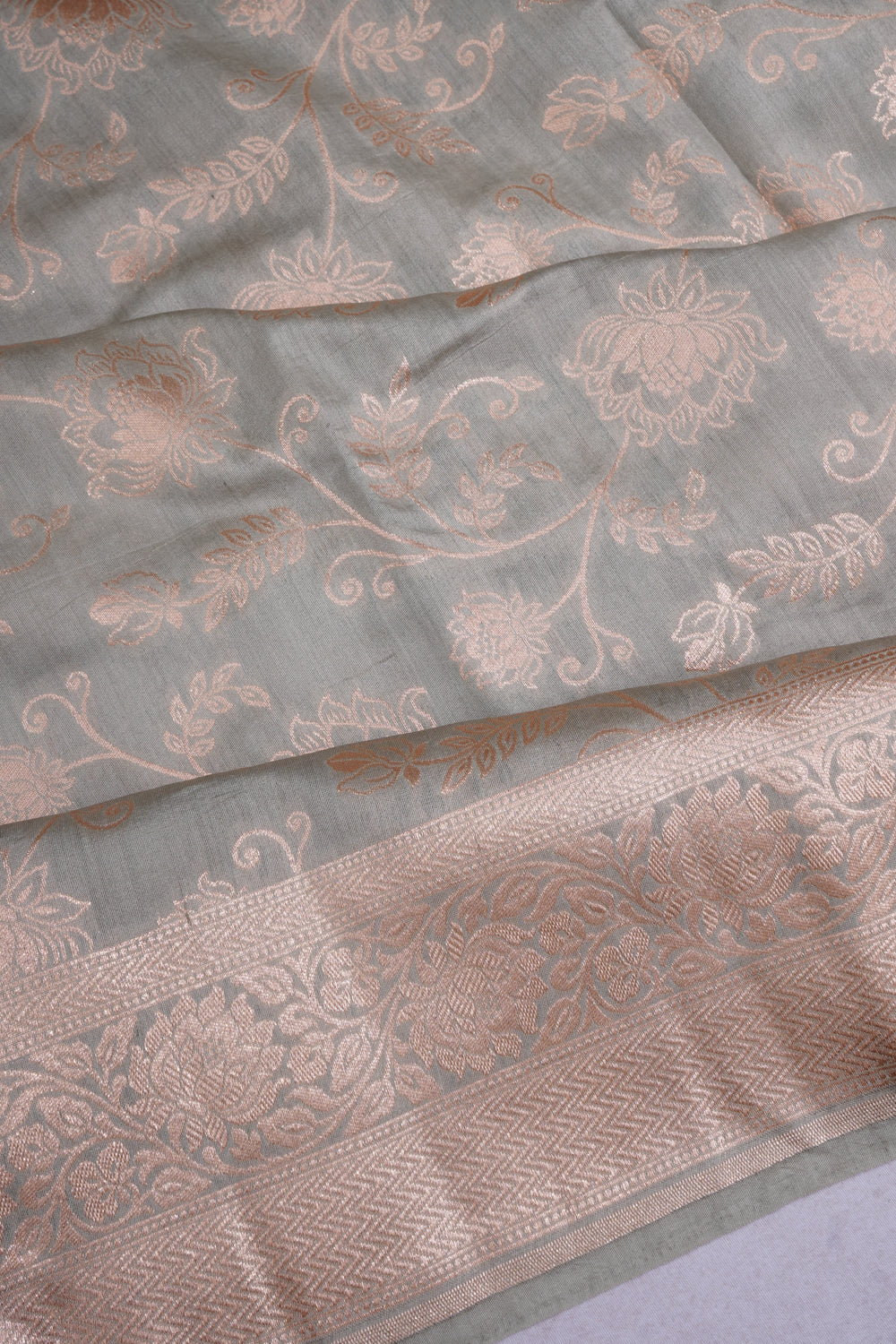 Banarasi Katan Silk Jaal Pastel Green Saree
