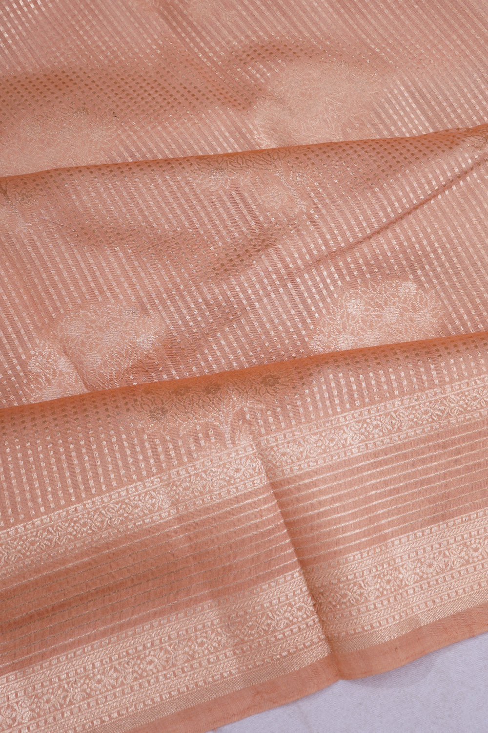 Banarasi Katan Silk Brocade Pastel Orange Saree