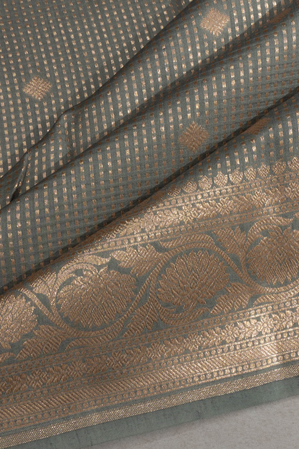 Banarasi Katan Silk Brocade Grey Saree