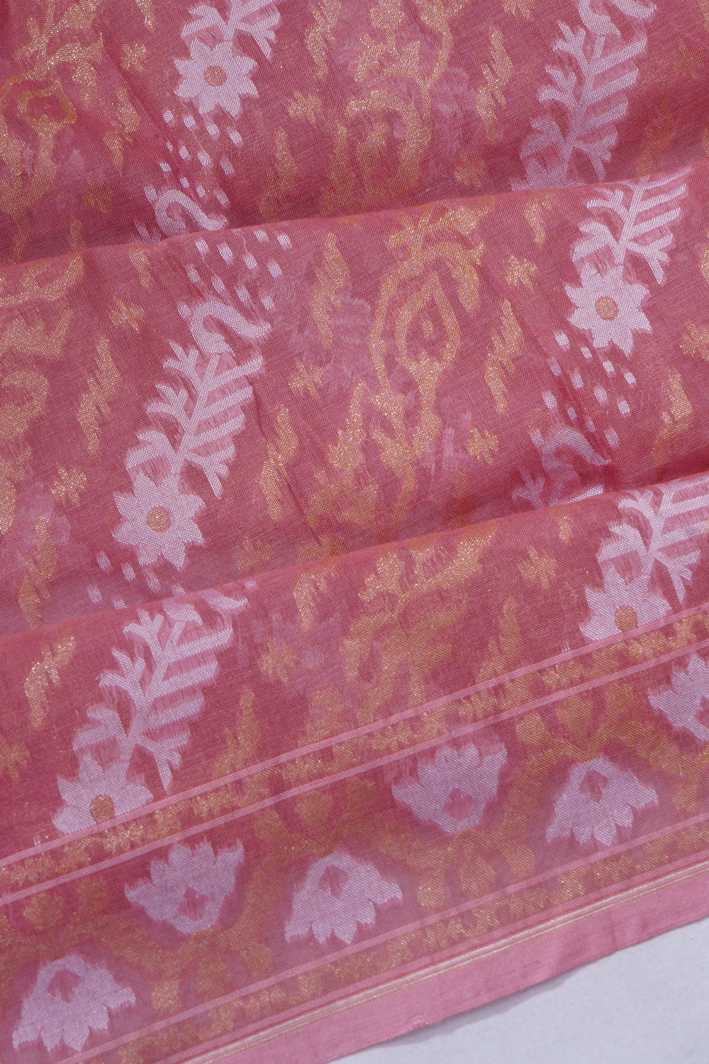 Banarasi Cotton Brocade Peach Saree