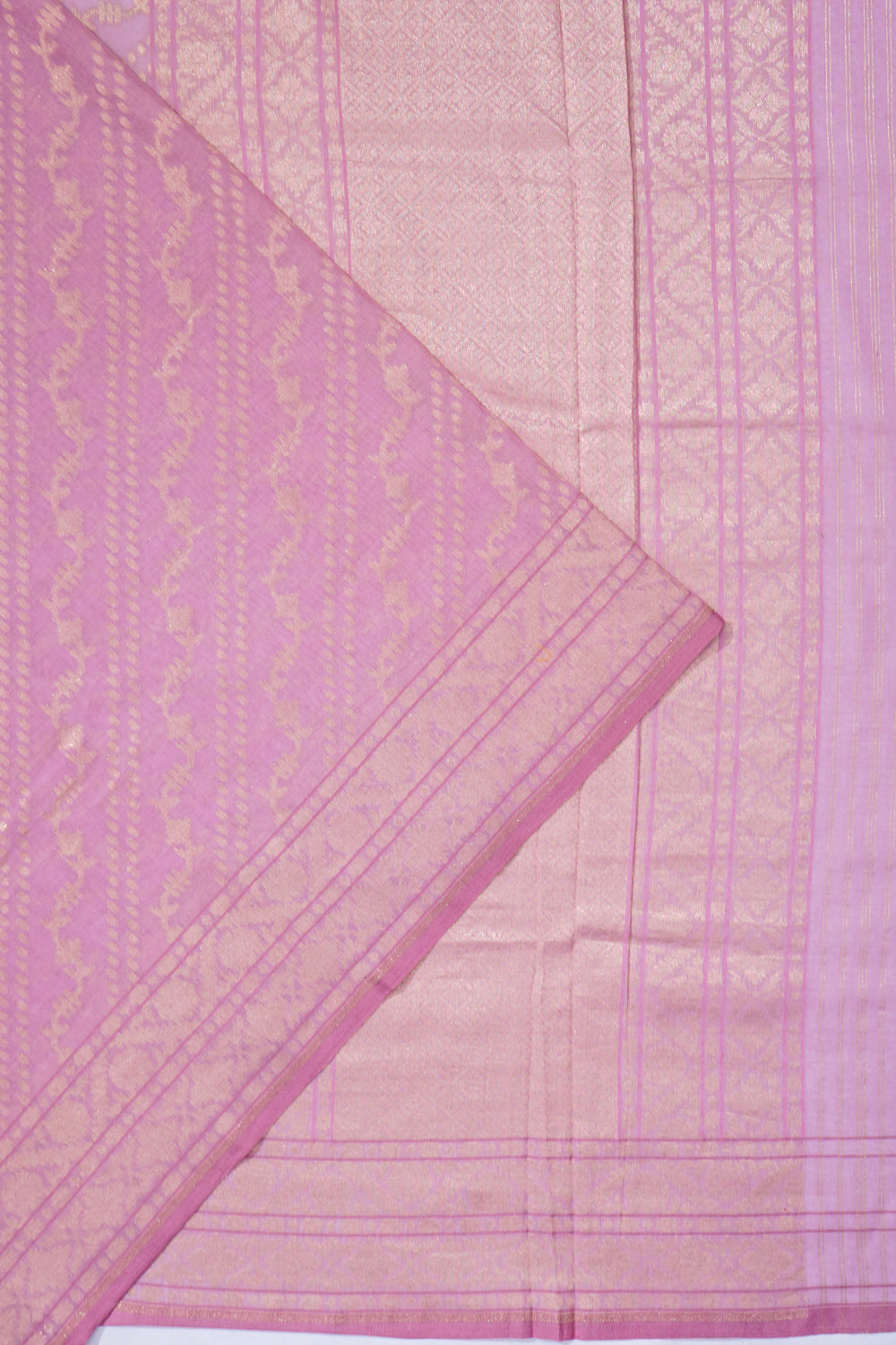 Banarasi Cotton Brocade Baby Pink Saree