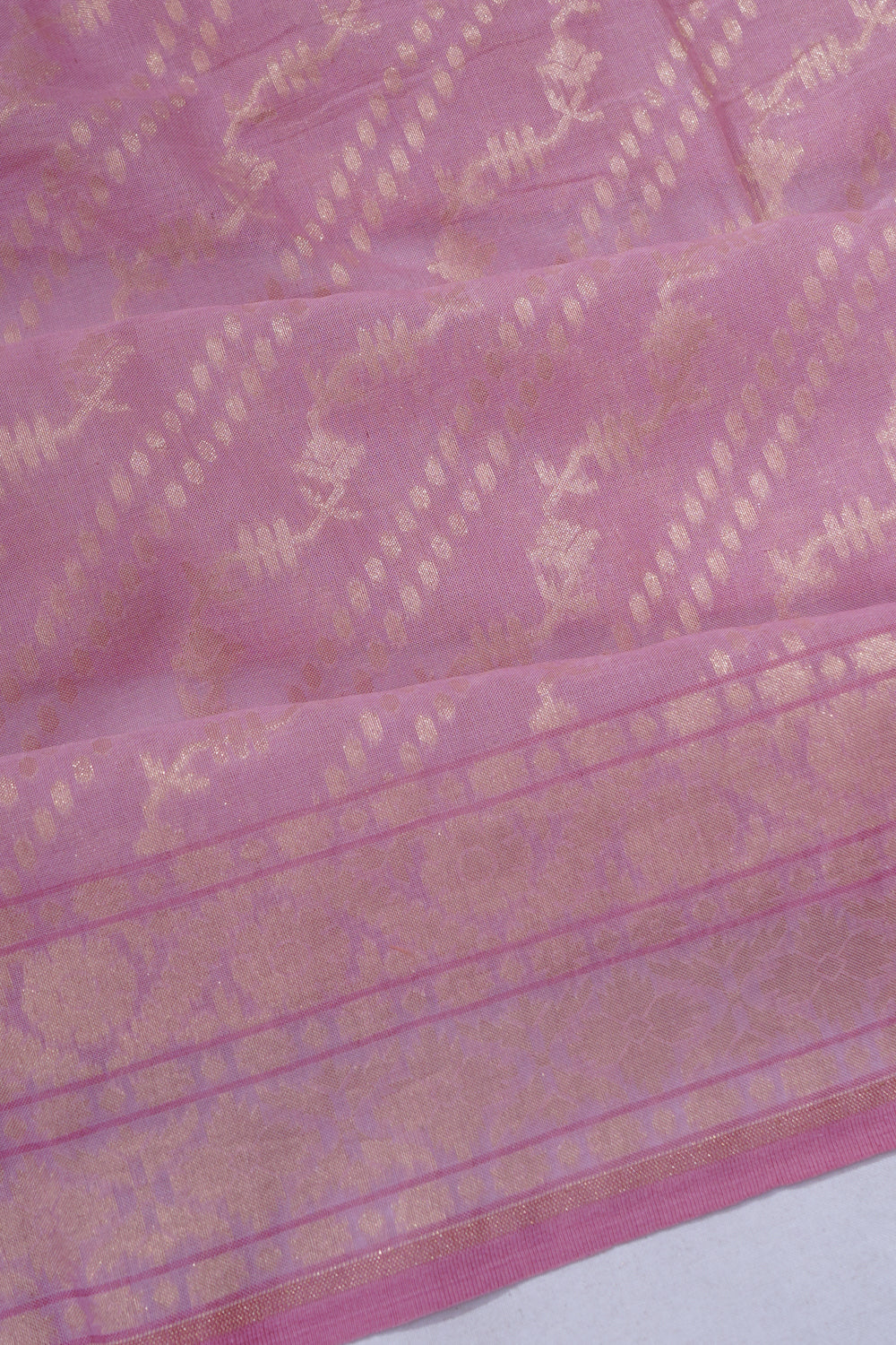 Banarasi Cotton Brocade Baby Pink Saree