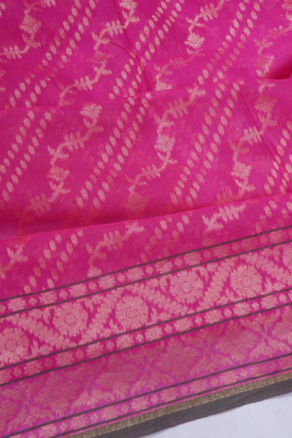 Banarasi Cotton Brocade Pink Saree