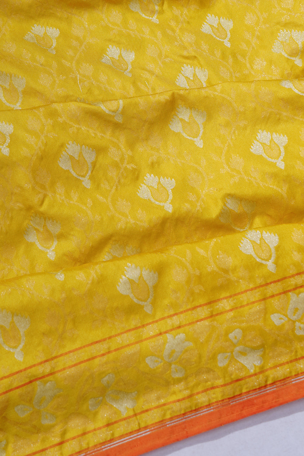 Banarasi Silk Brocade Yellow Saree
